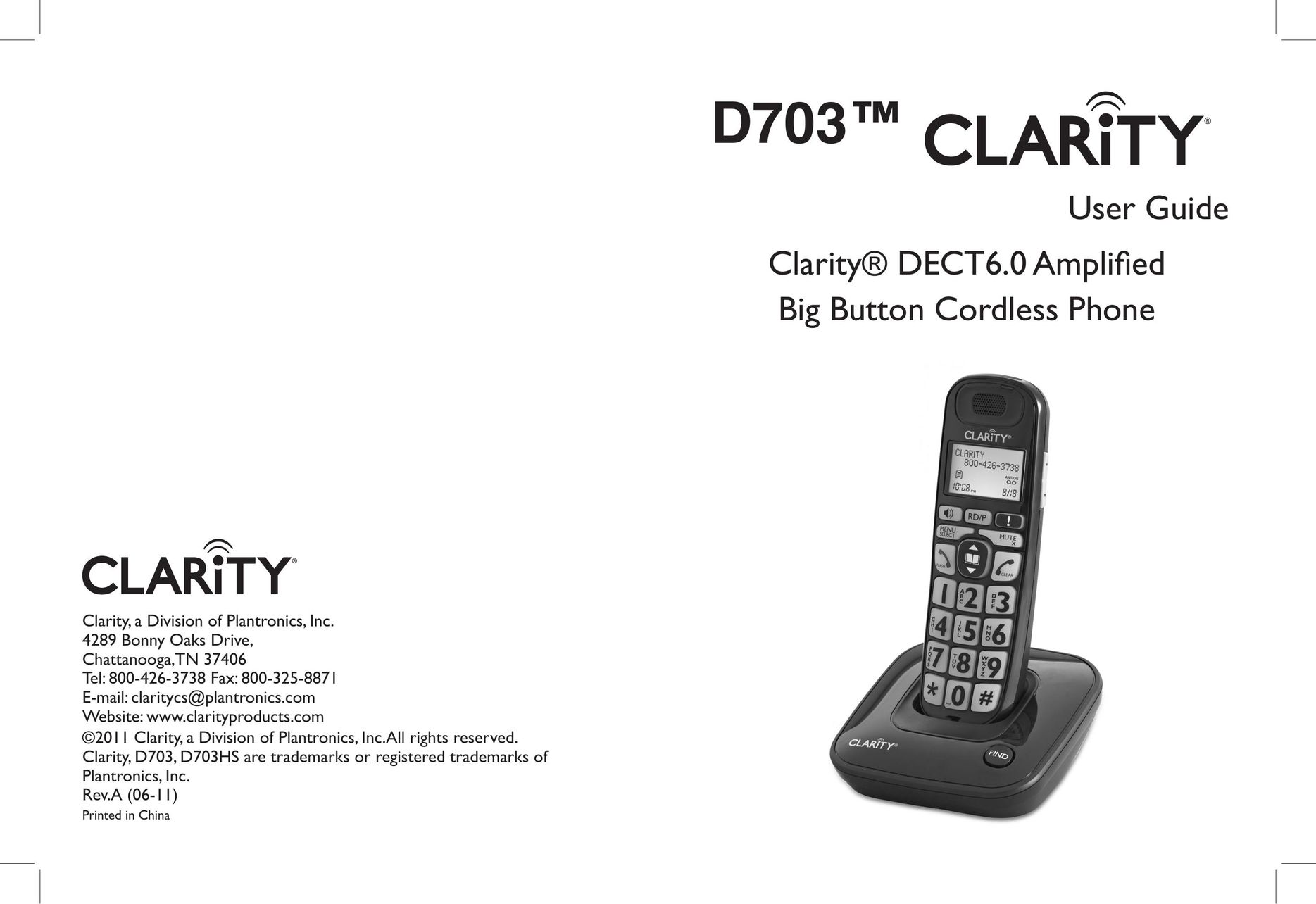 Clarity D703 Amplified Phone User Manual (Page 1)