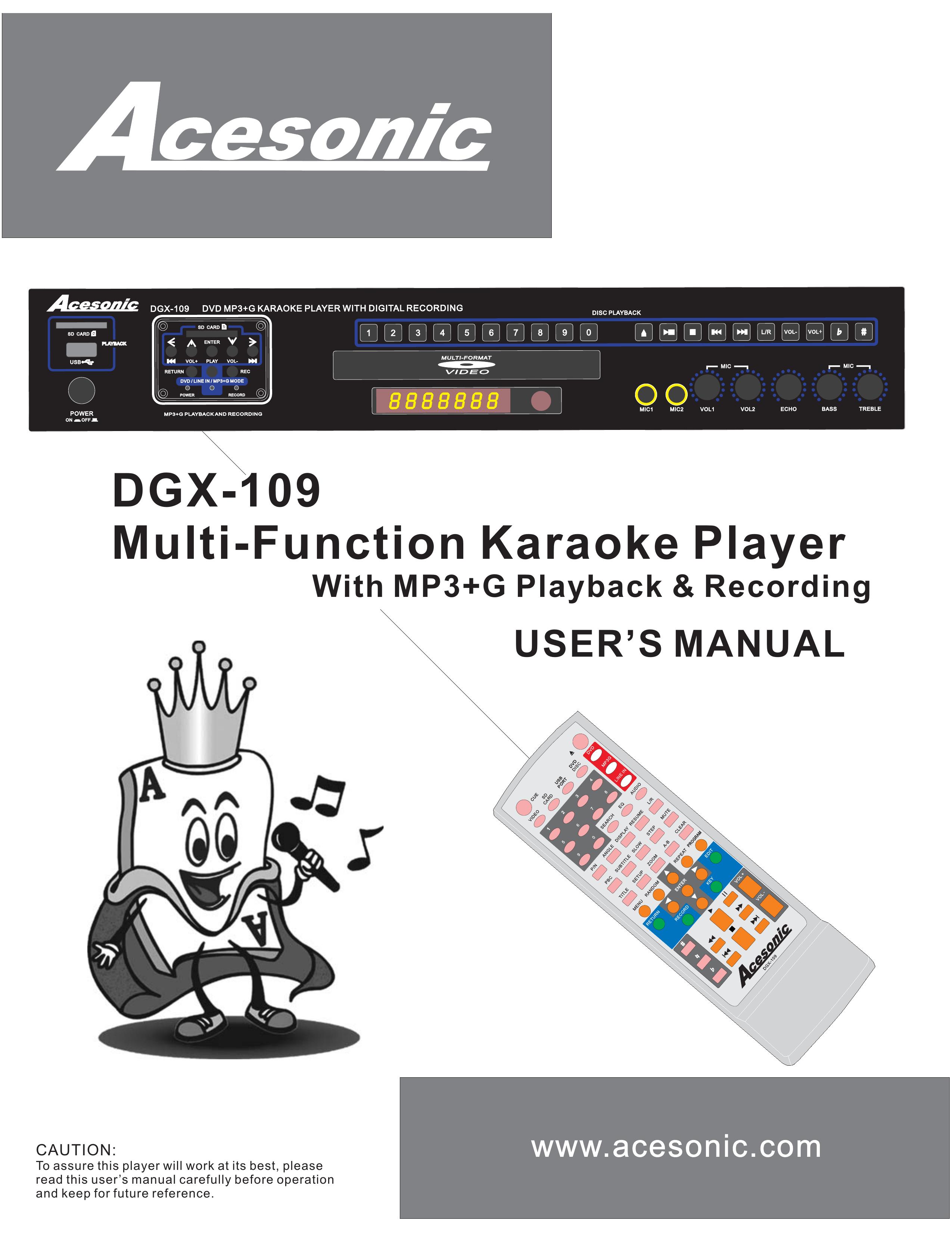 Acesonic DGX-109 Karaoke Machine User Manual (Page 1)