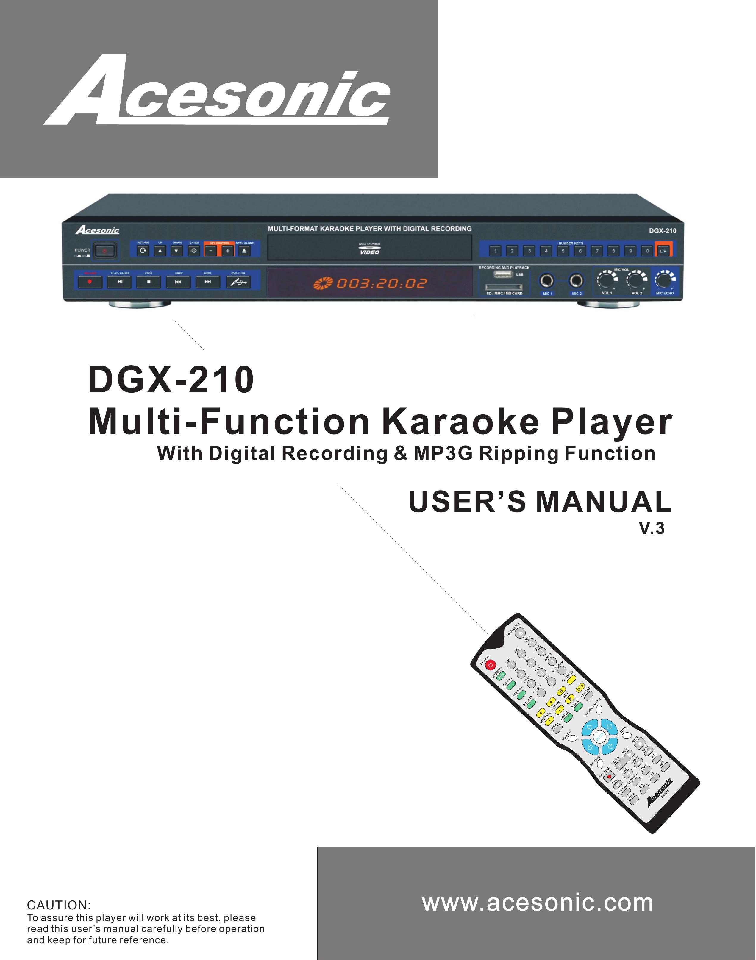 Acesonic DGX-210 Karaoke Machine User Manual (Page 1)