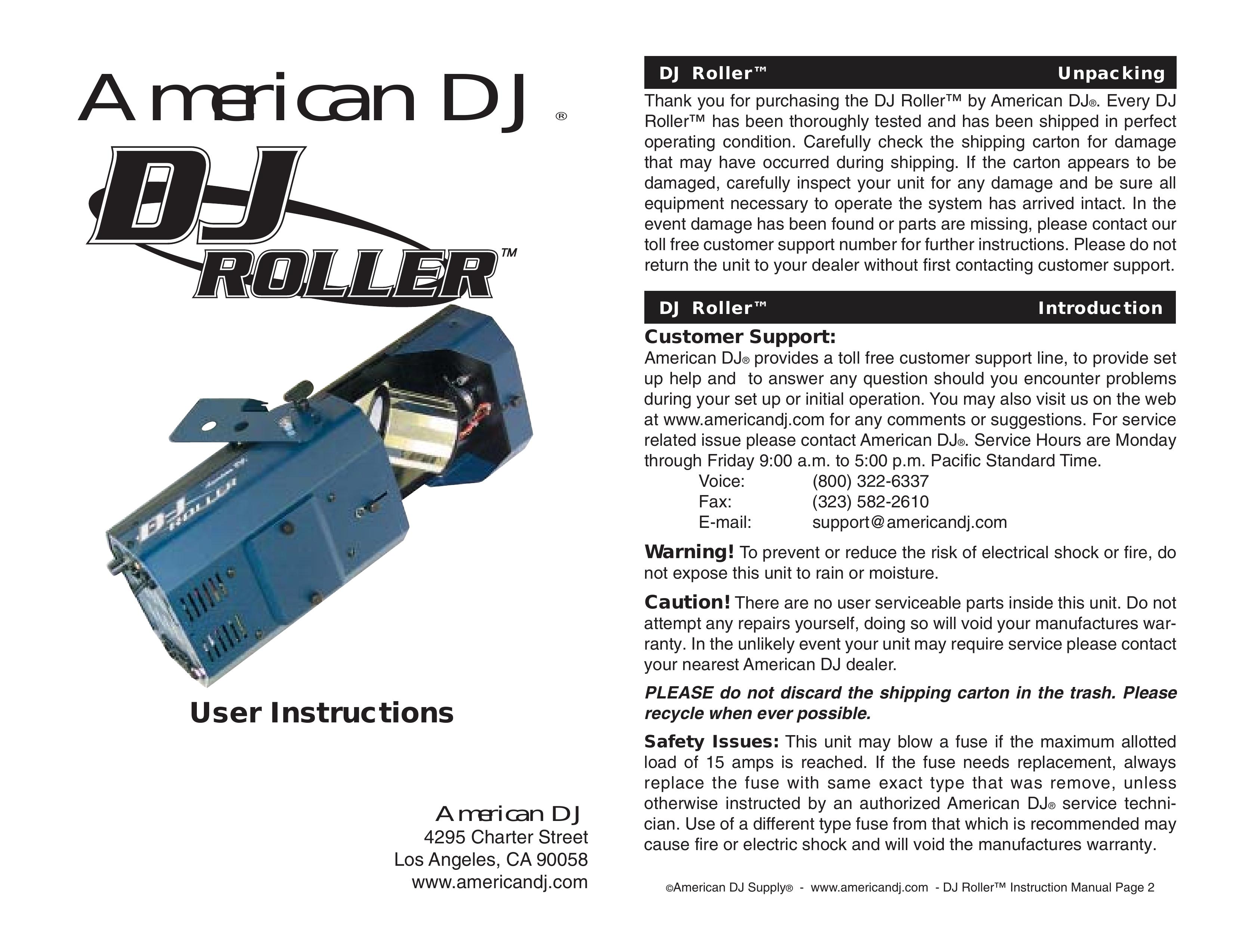 American DJ DJ Roller DJ Equipment User Manual (Page 1)