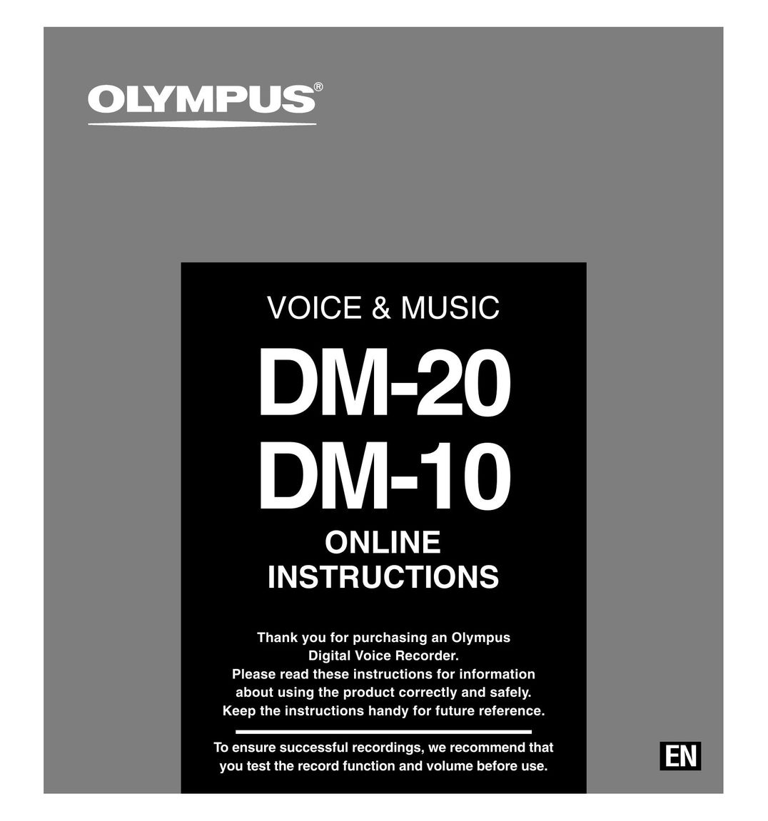 Olympus DM-10 Microcassette Recorder User Manual (Page 1)