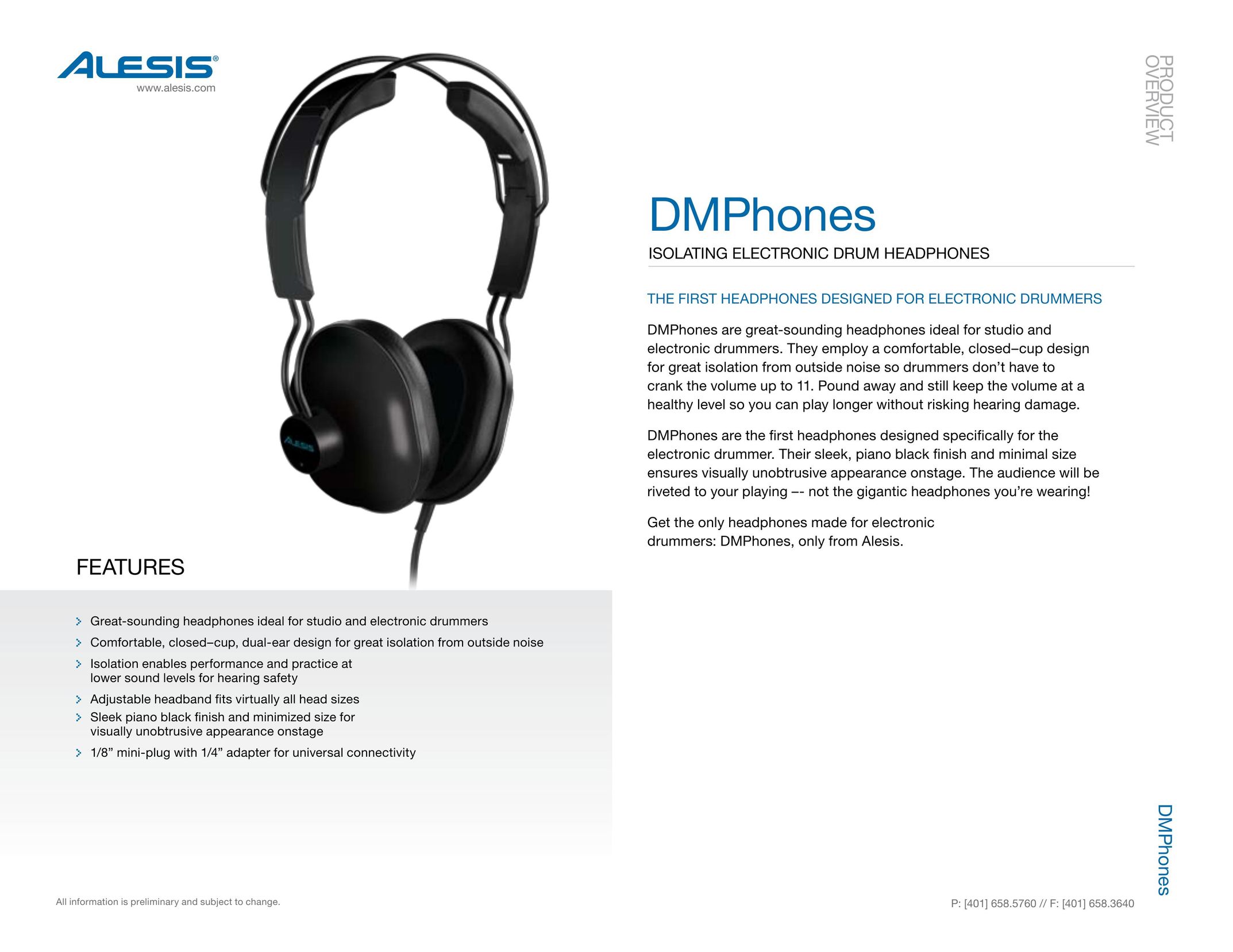 Alesis DMPhones Headphones User Manual (Page 1)