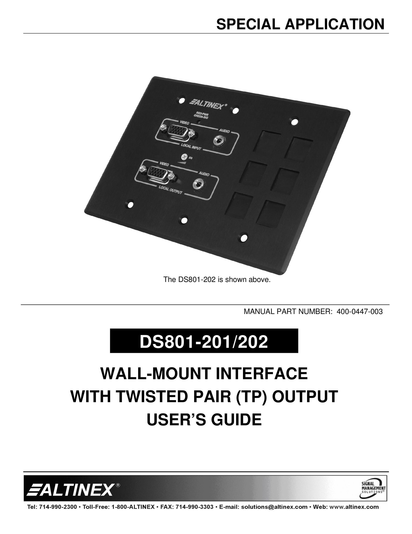 Altinex DS801-201 Network Card User Manual (Page 1)