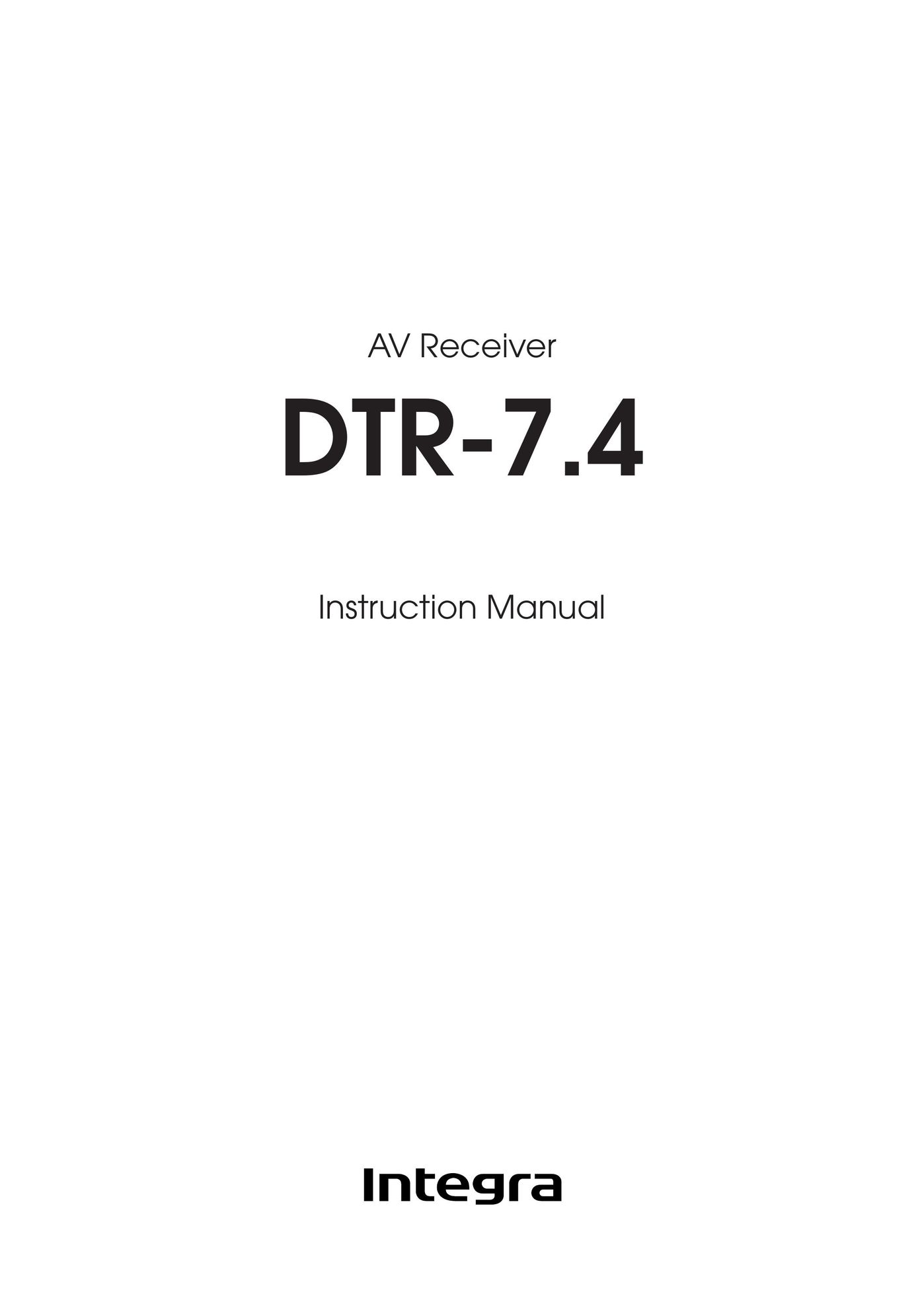 Integra DTR-7.4 Stereo Receiver User Manual (Page 1)