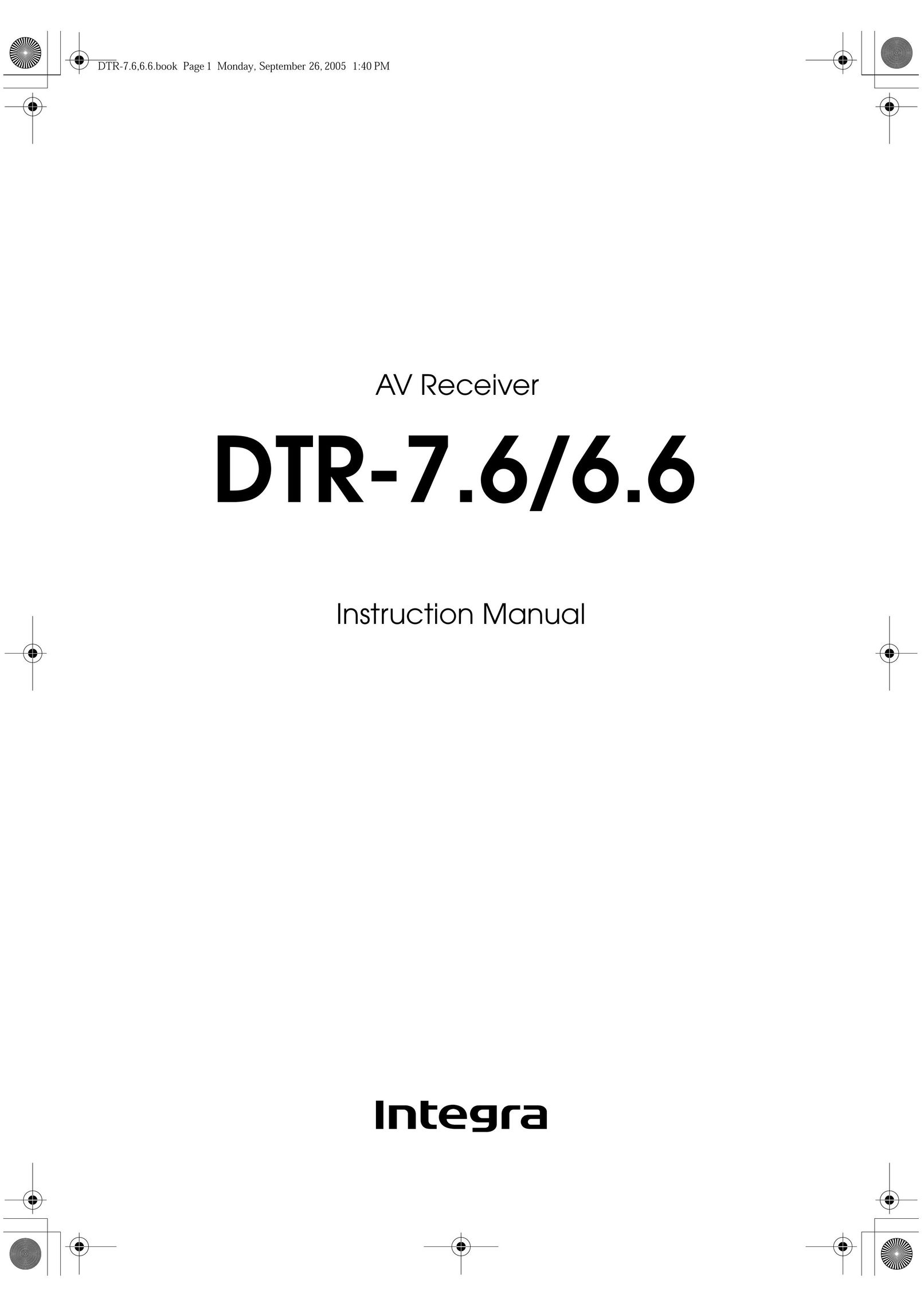 Integra DTR-7.6/6.6 Stereo Receiver User Manual (Page 1)