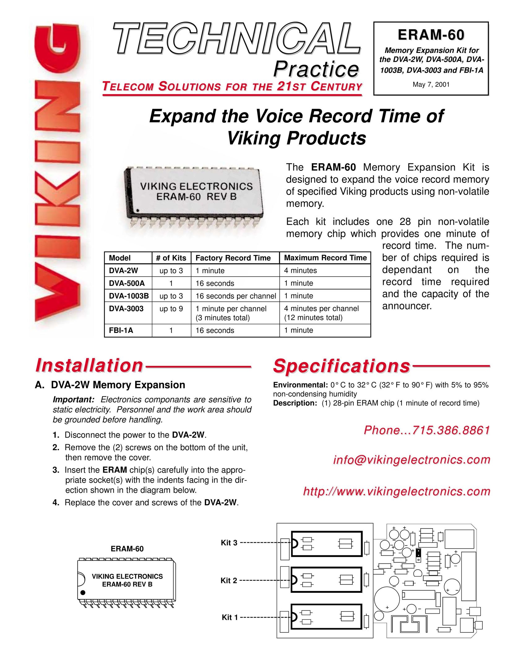 Viking Electronics DVA-3003 Video Gaming Accessories User Manual (Page 1)