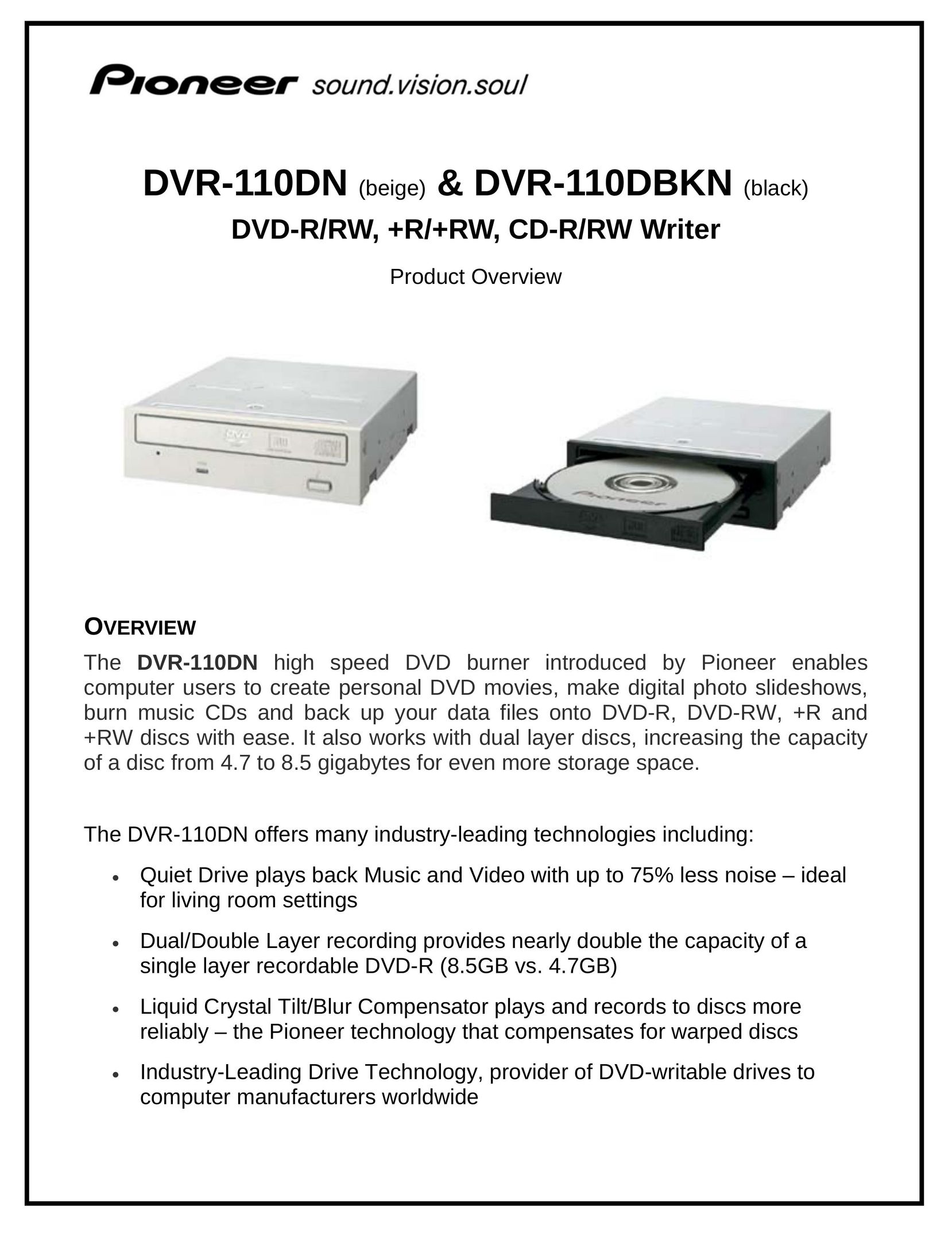 Pioneer DVR-110DBKN Computer Drive User Manual (Page 1)