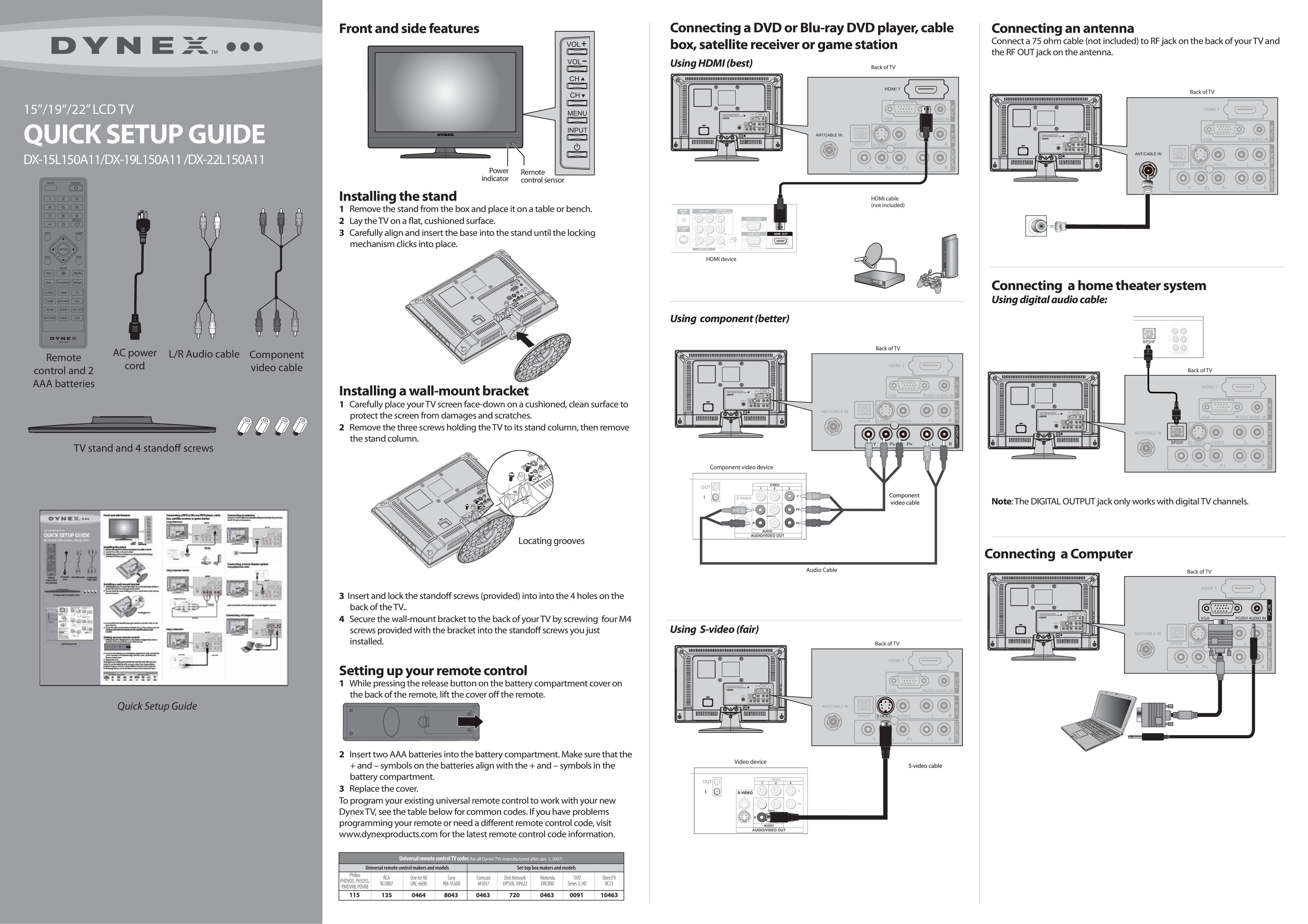 Dynex DX-19L150A11 Flat Panel Television User Manual (Page 1)