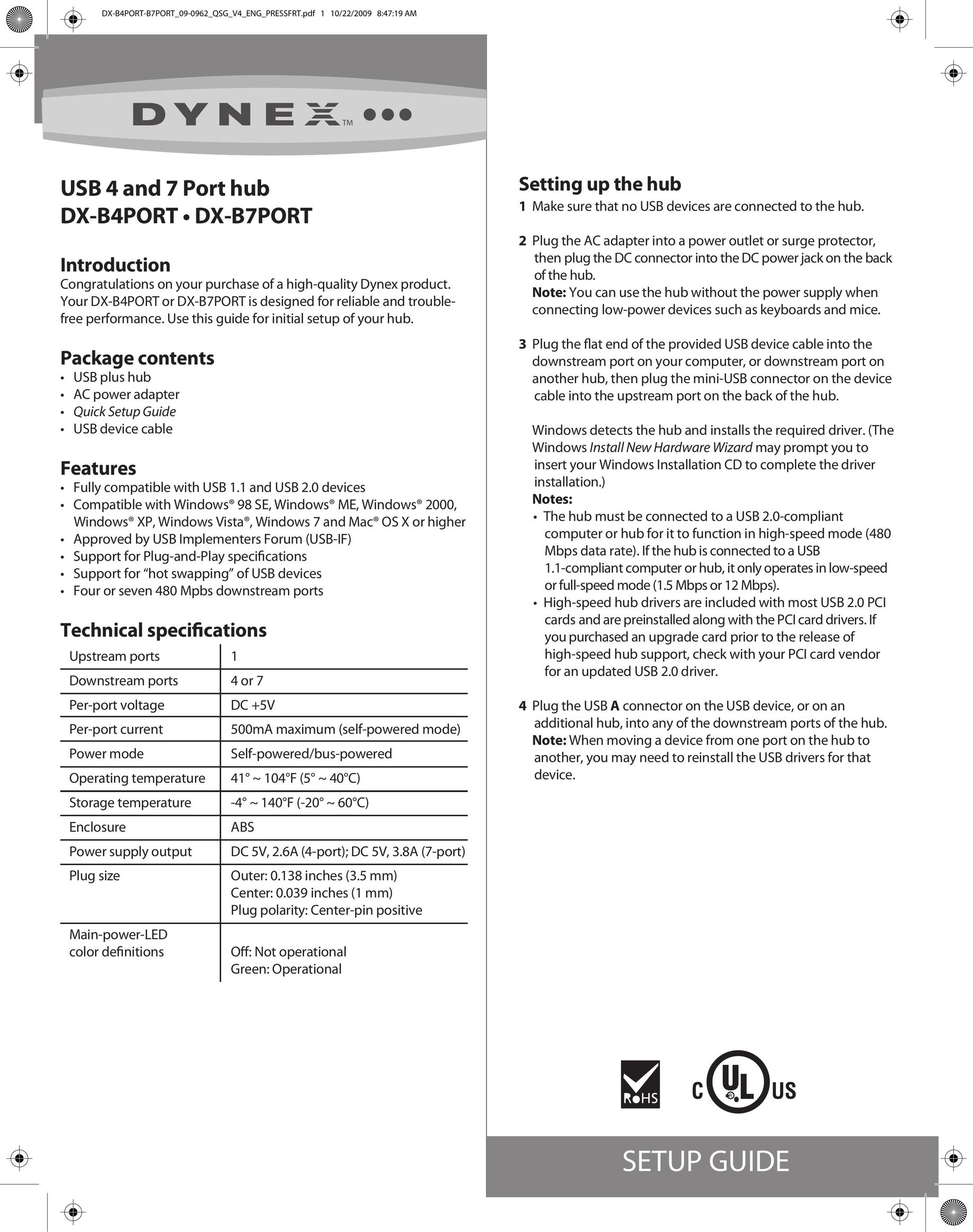 Dynex DX-B7PORT Switch User Manual (Page 1)