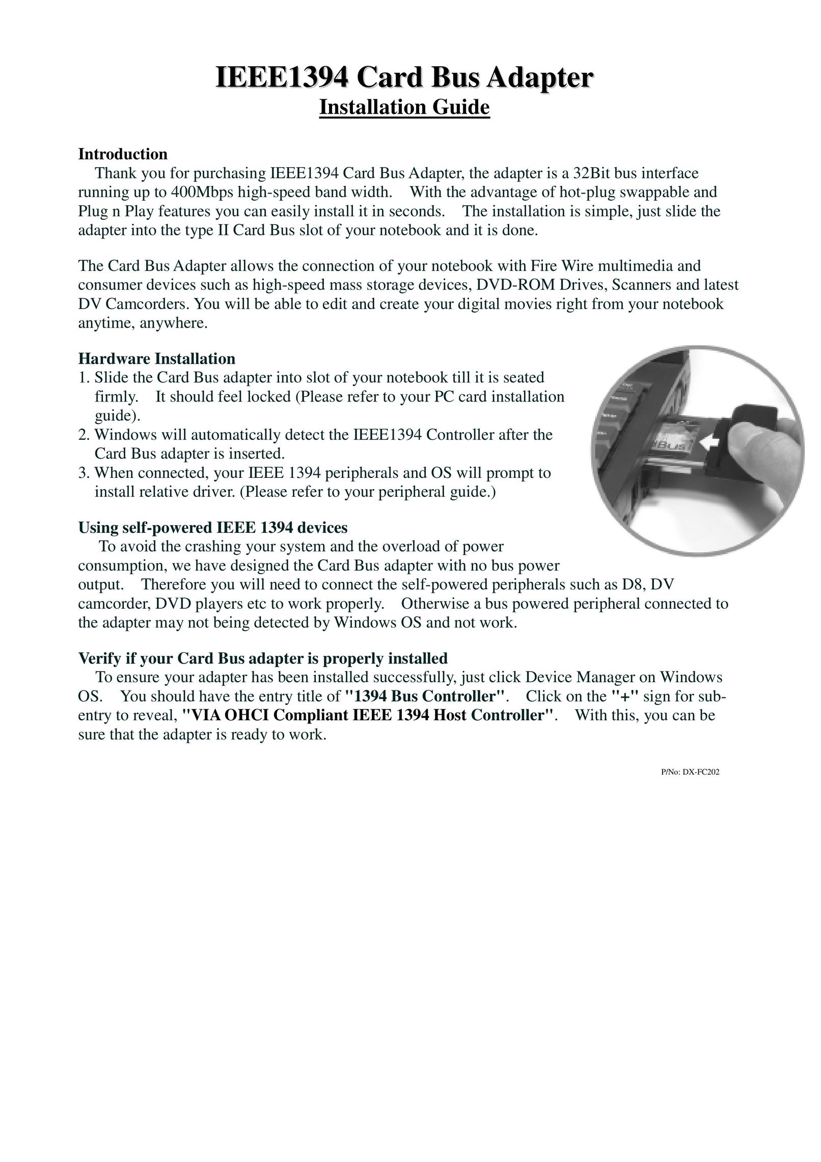 Dynex DX-FC202 Network Card User Manual (Page 1)