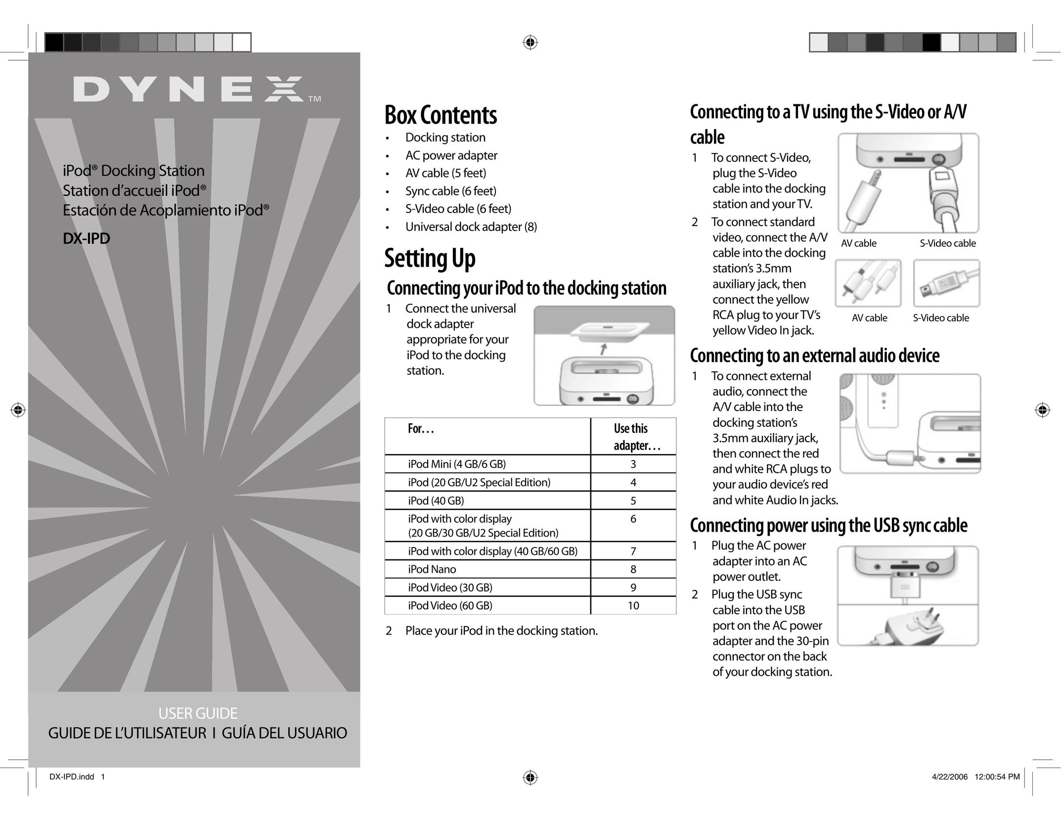 Dynex DX-IPD MP3 Docking Station User Manual (Page 1)