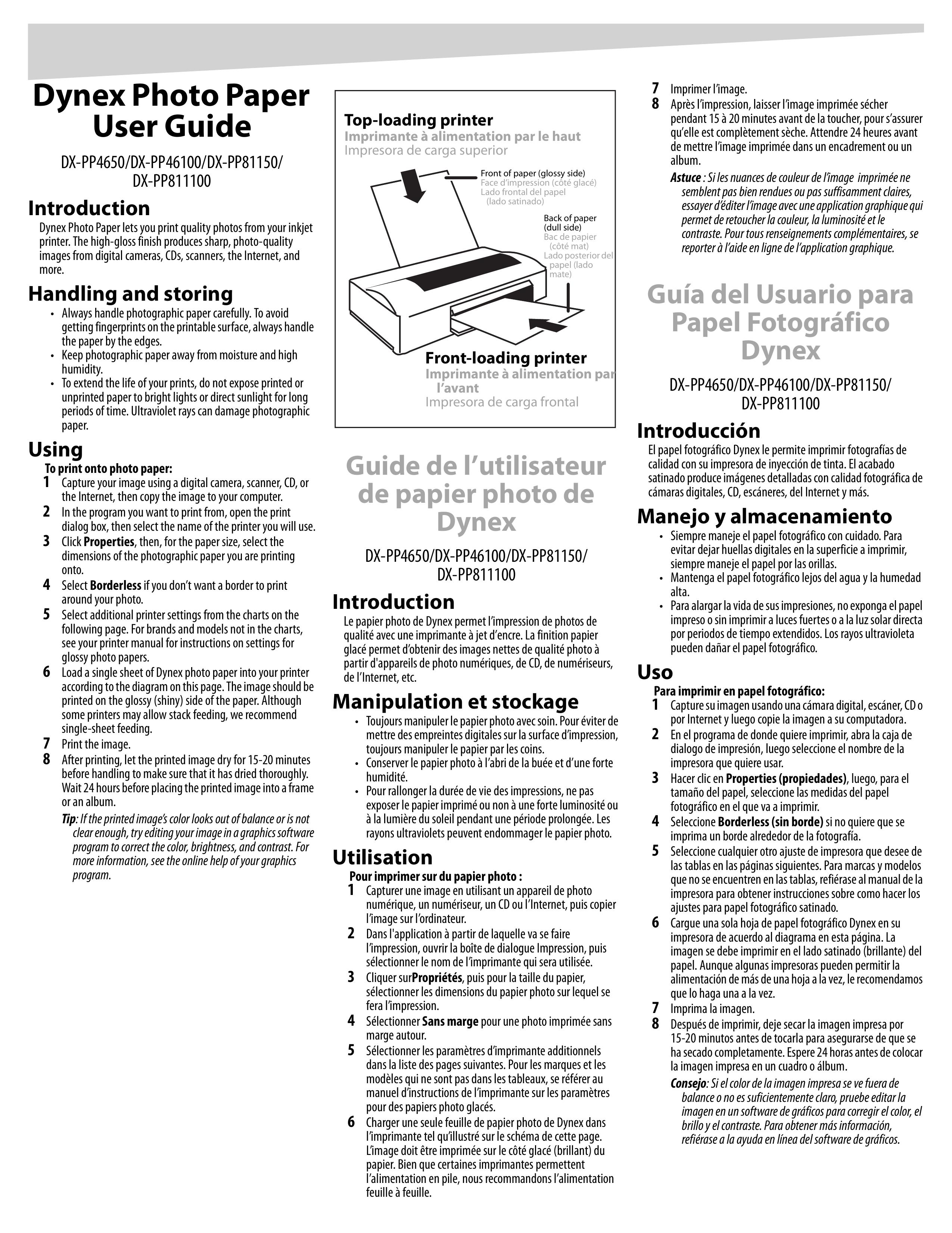 Dynex DX-PP46100 Photo Printer User Manual (Page 1)