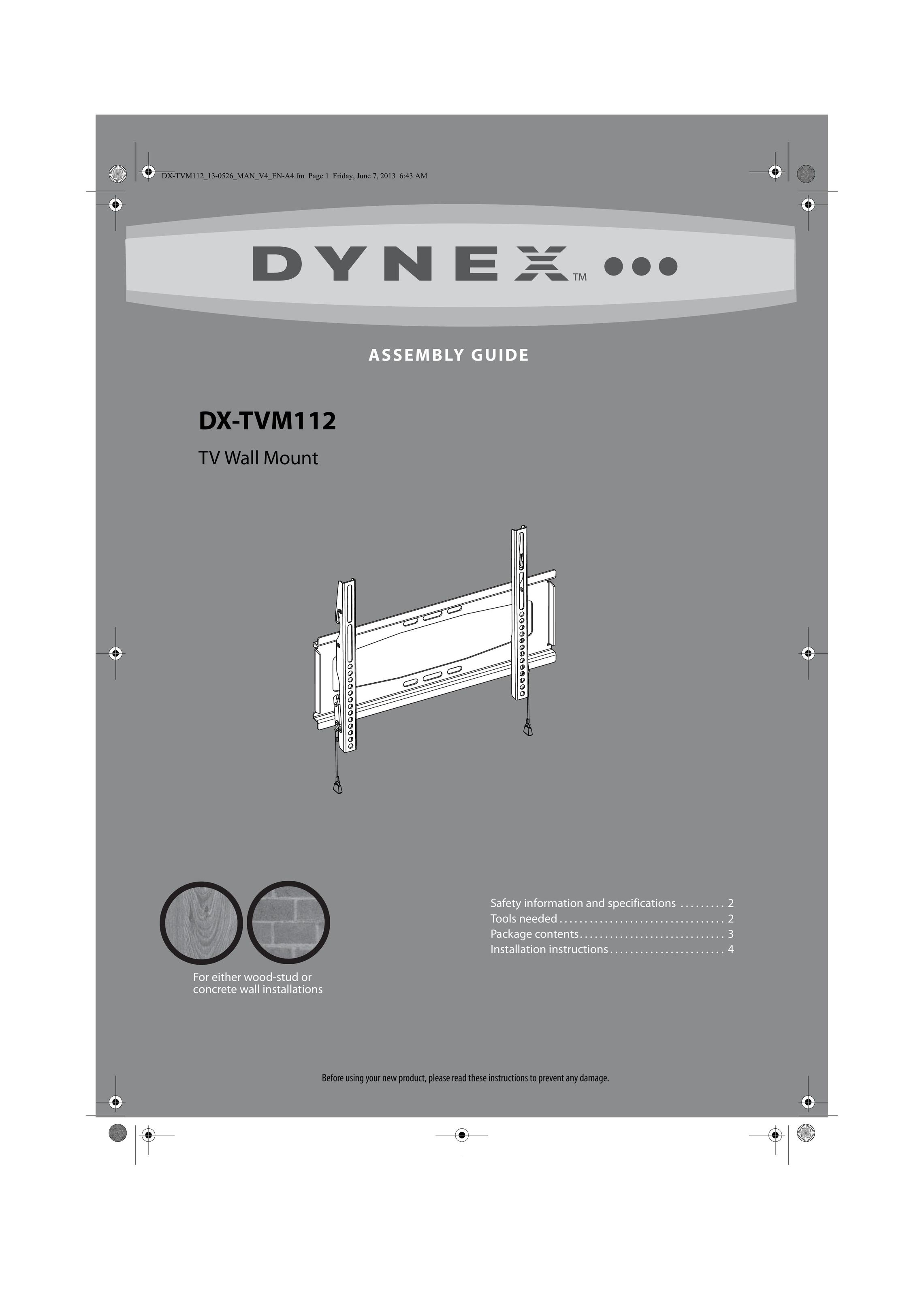 Dynex DX-TVM112 TV Mount User Manual (Page 1)