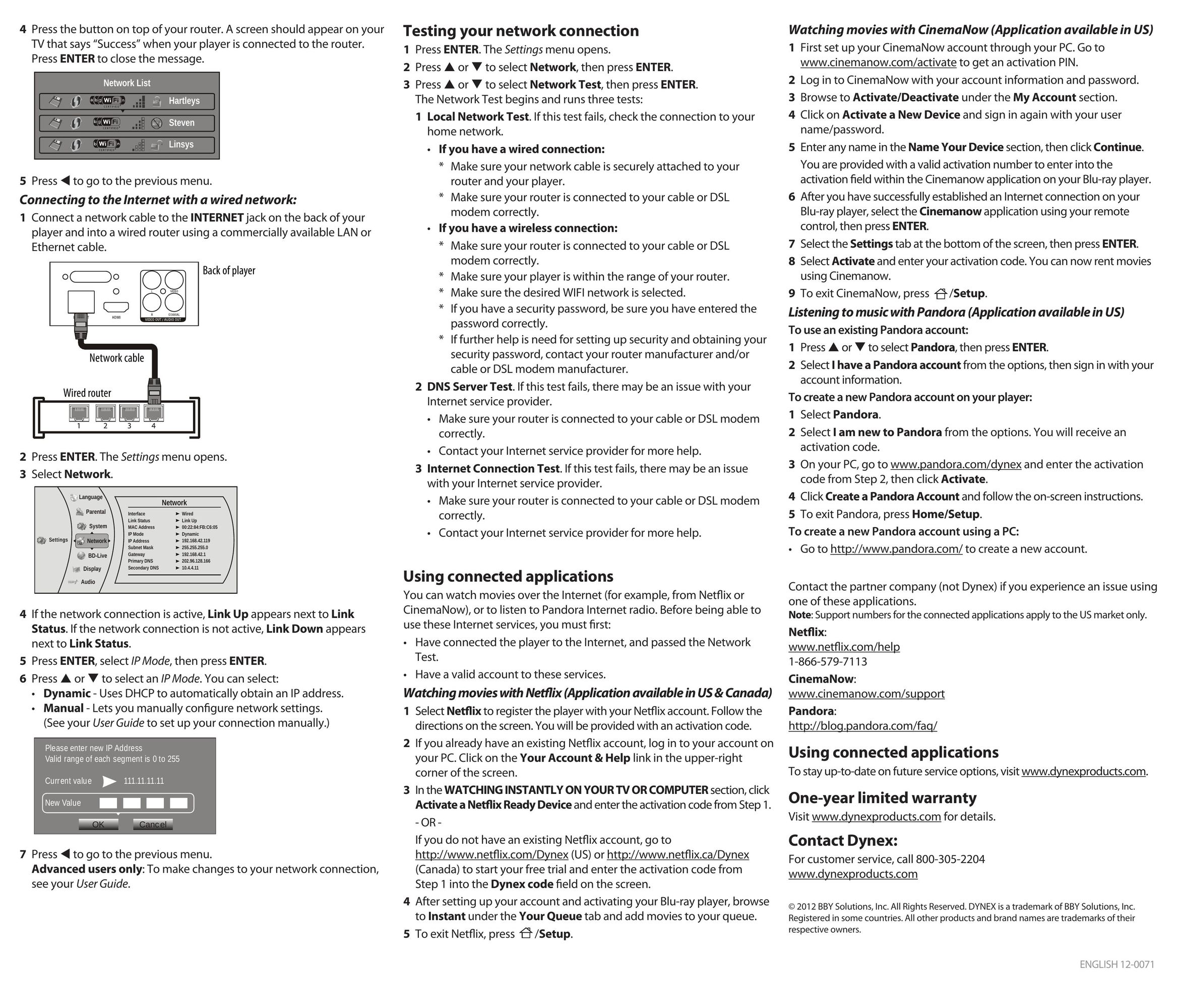 Dynex DX-WBRDVD1 Blu-ray Player User Manual (Page 2)