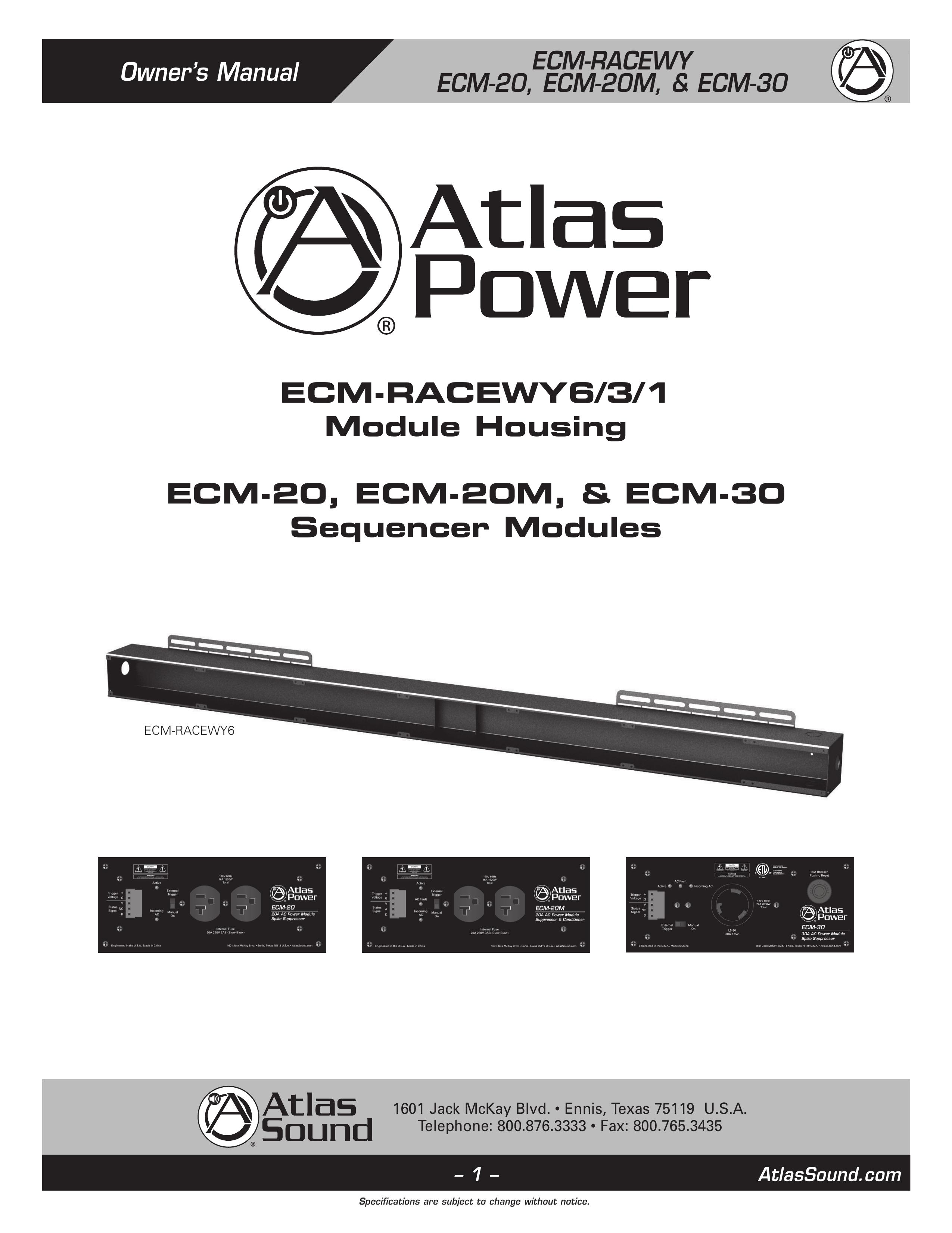 Atlas Sound ECM-20 Recording Equipment User Manual (Page 1)