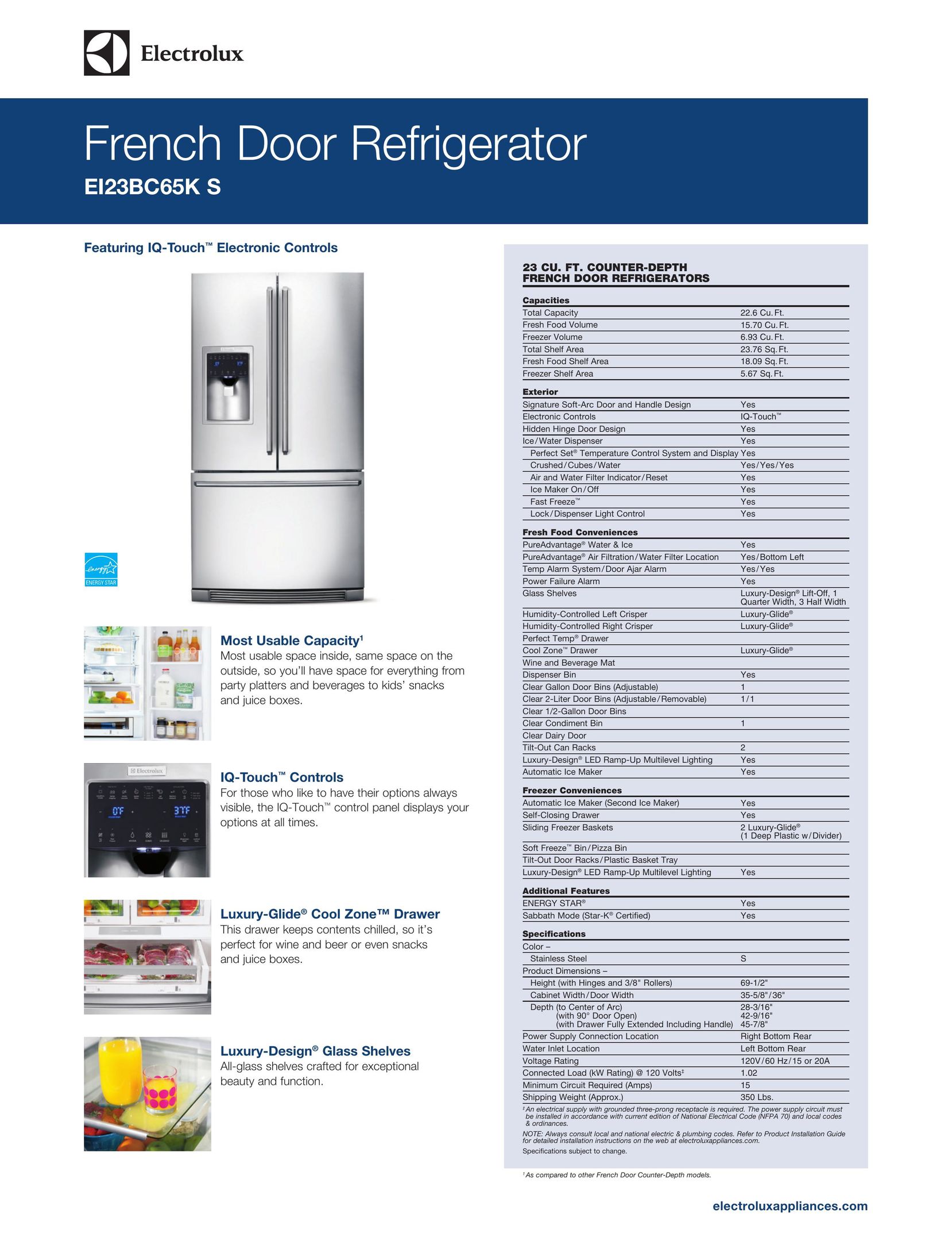 Electrolux EI23BC65K S Appliance Trim Kit User Manual (Page 1)