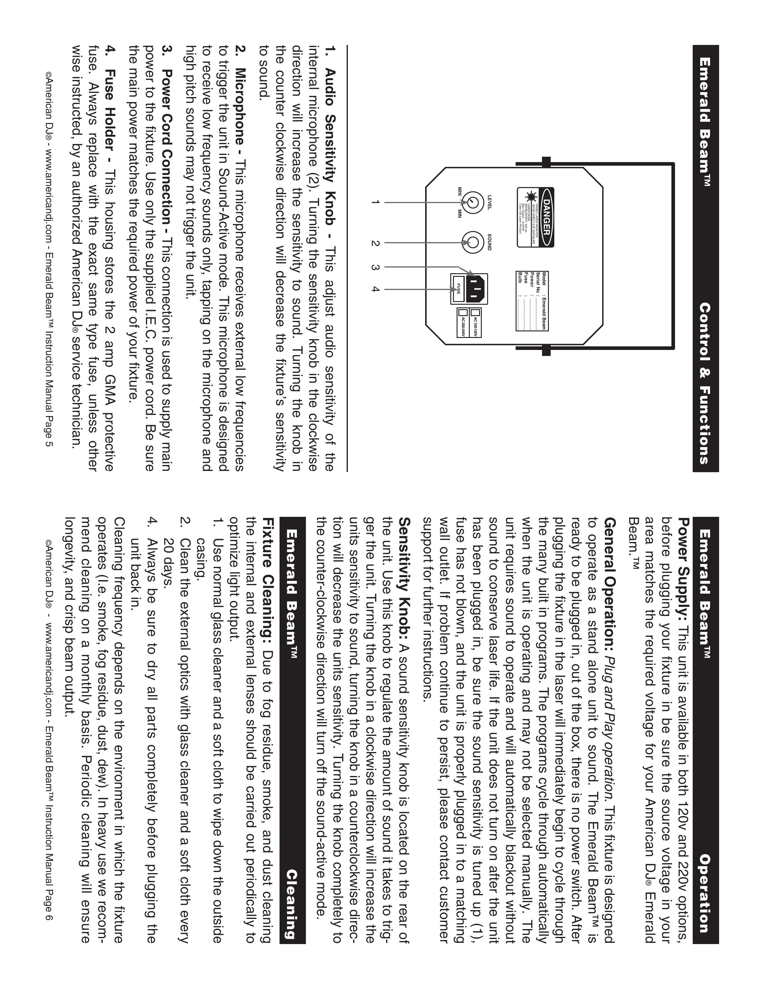 American DJ Emrald Beam DJ Equipment User Manual (Page 3)