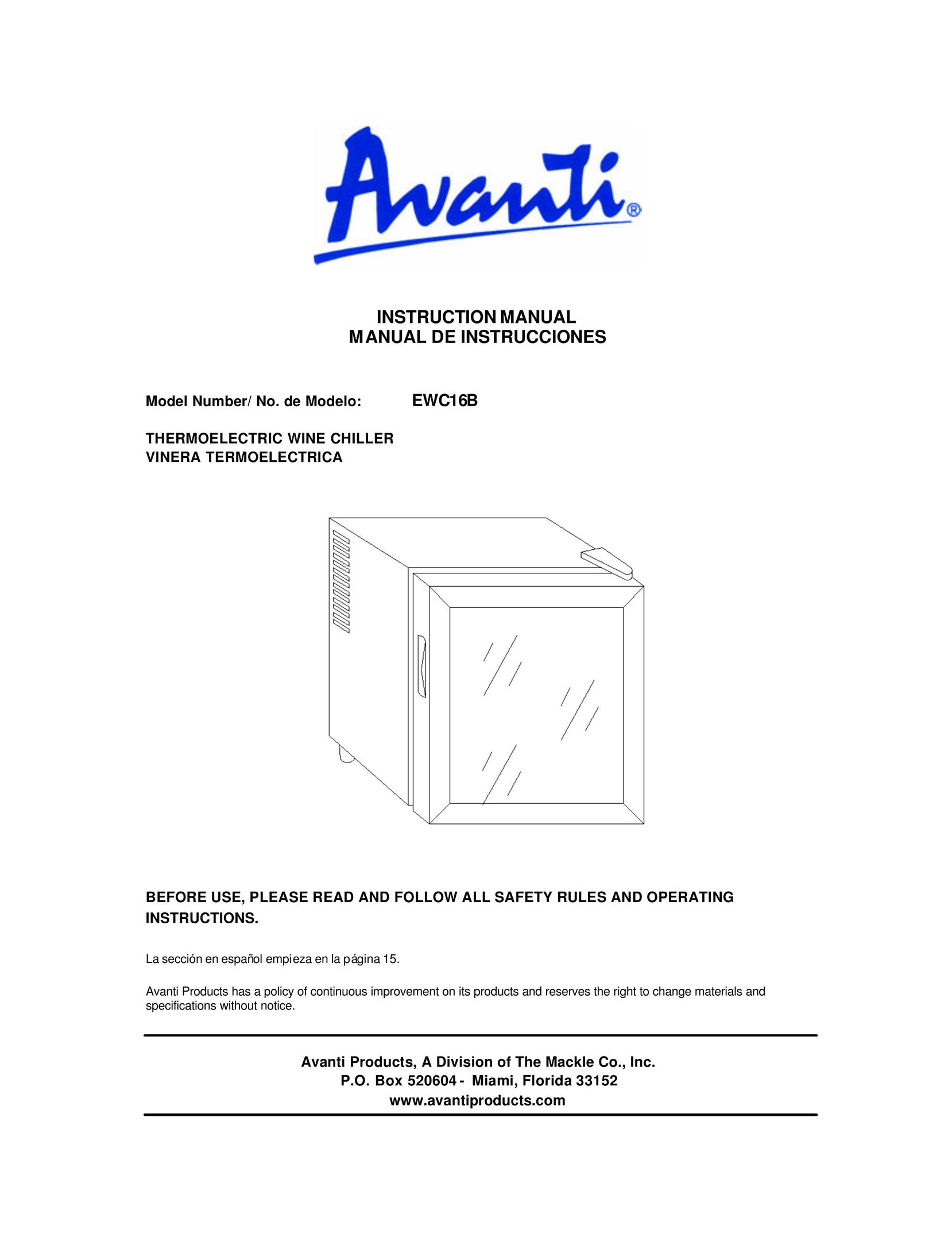 Avanti EWC16B Beverage Dispenser User Manual (Page 1)