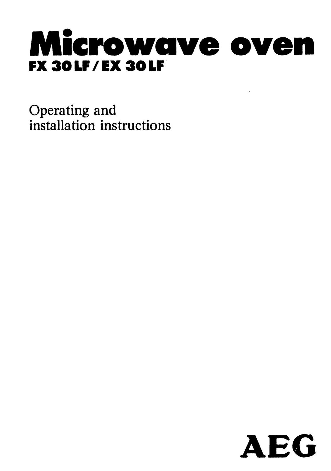 Aegis Micro EX 30LF Microwave Oven User Manual (Page 1)