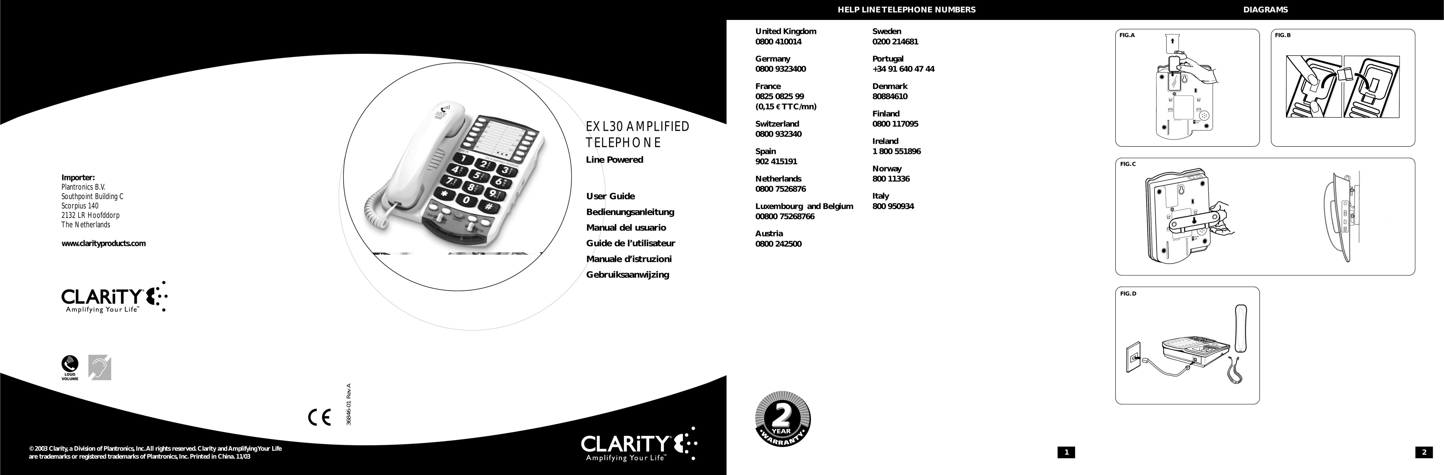 Clarity EXL30 Amplified Phone User Manual (Page 1)