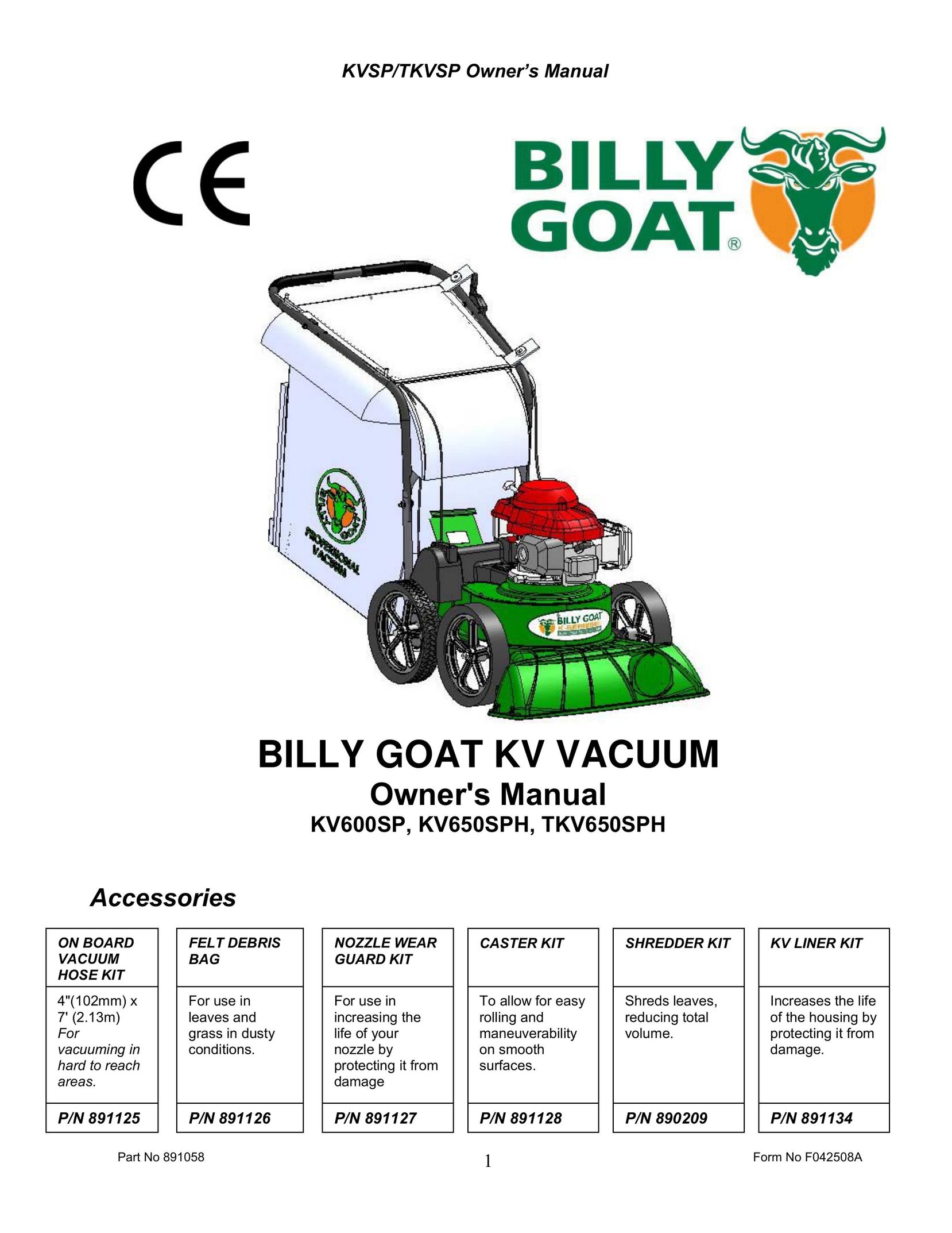 Billy Goat F042508A Vacuum Cleaner User Manual (Page 1)