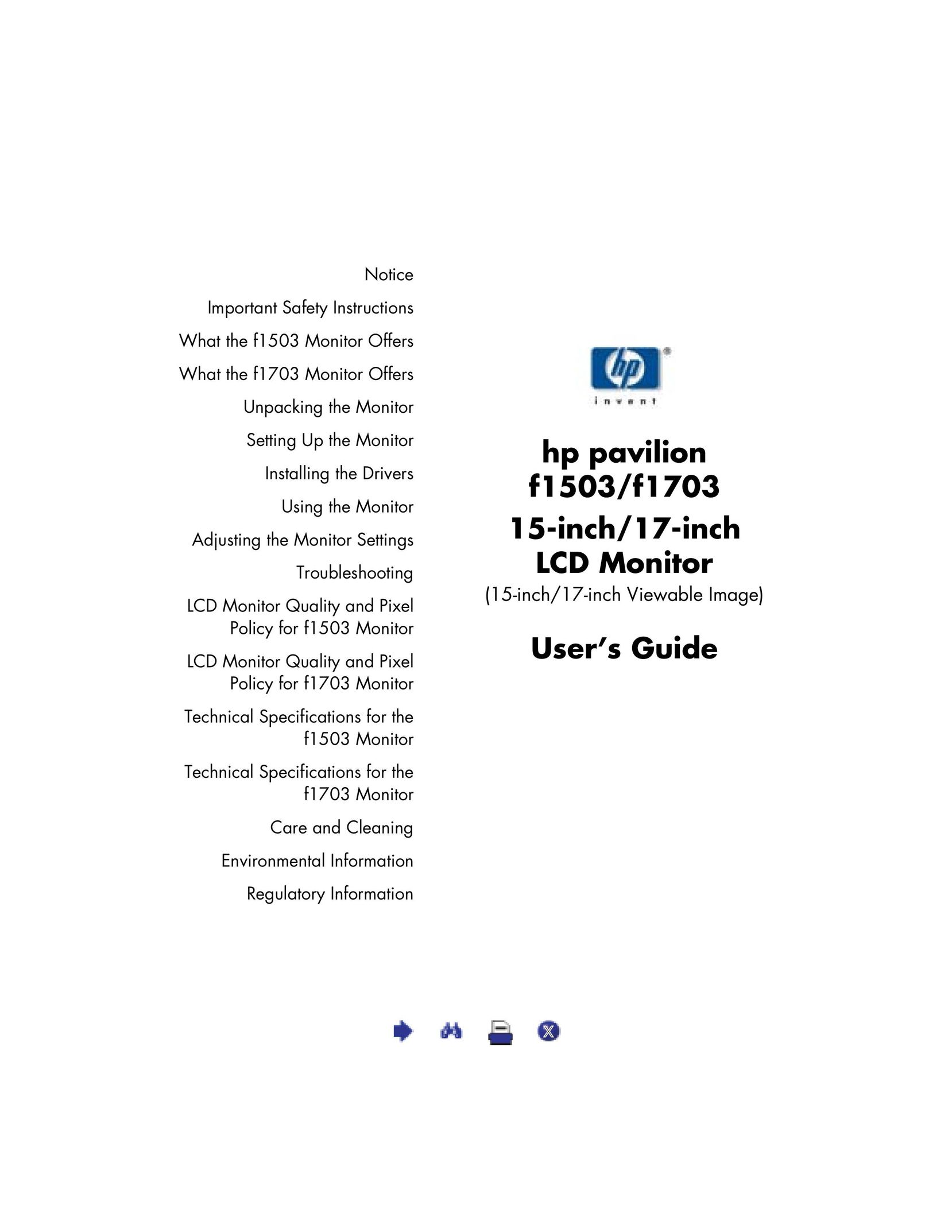HP (Hewlett-Packard) F1703 Car Video System User Manual (Page 1)