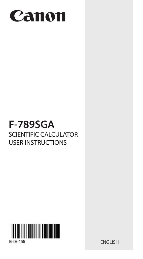 Canon F-789SGA Calculator User Manual (Page 1)