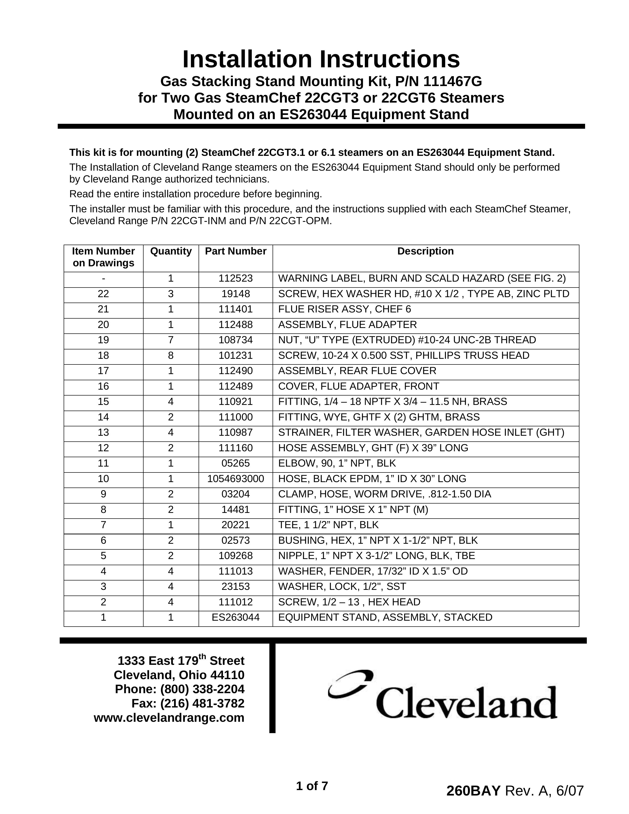 Cleveland Range ffbgf Guitar User Manual (Page 1)