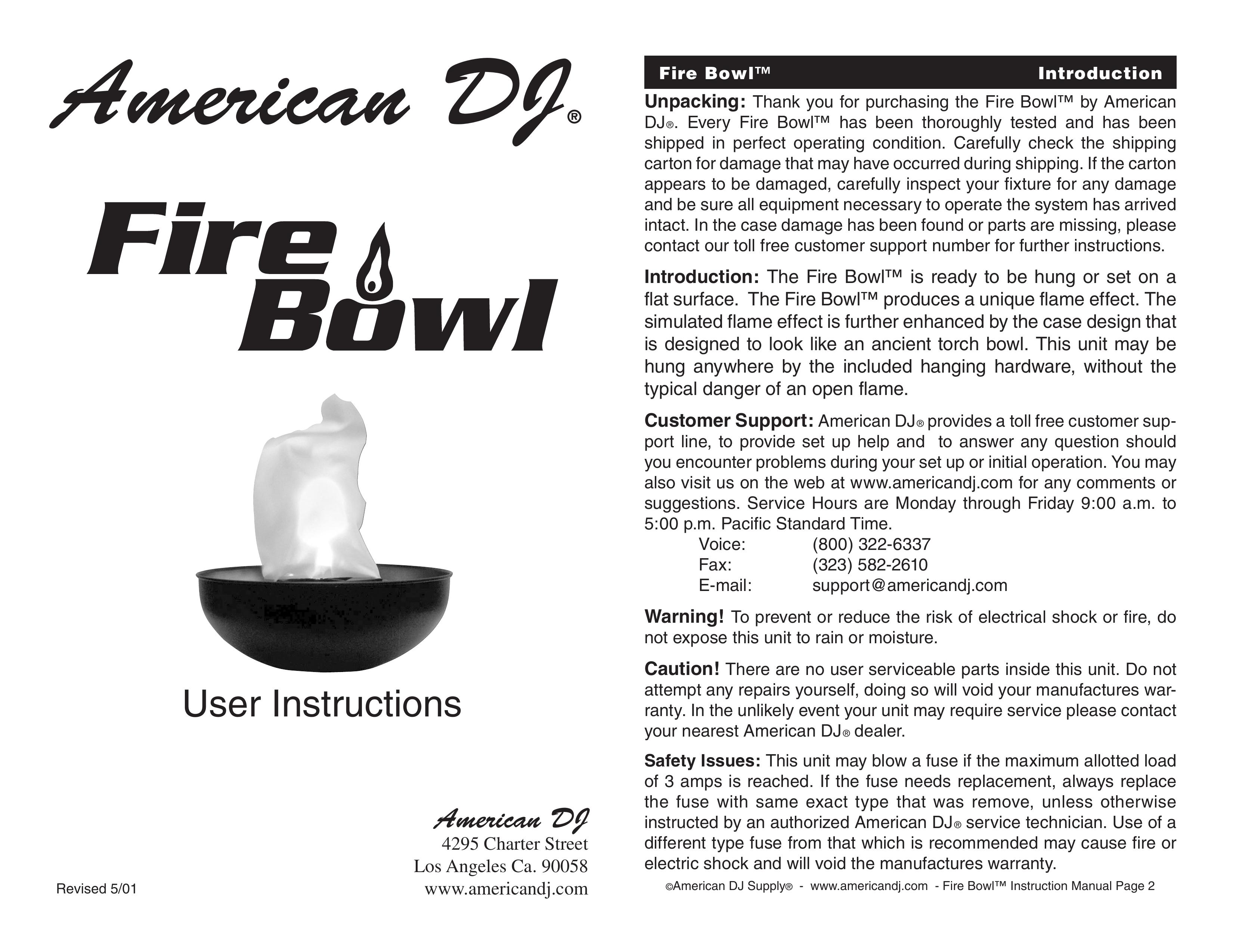 American DJ Fire Bowl DJ Equipment User Manual (Page 1)
