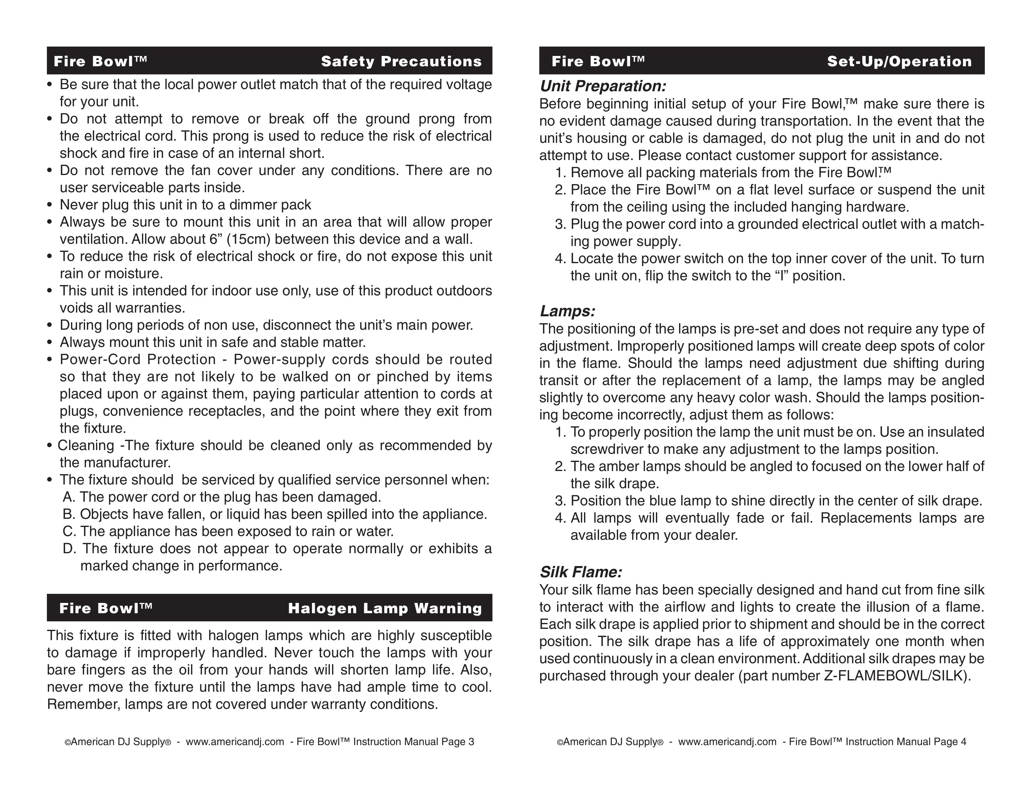 American DJ Fire Bowl DJ Equipment User Manual (Page 2)