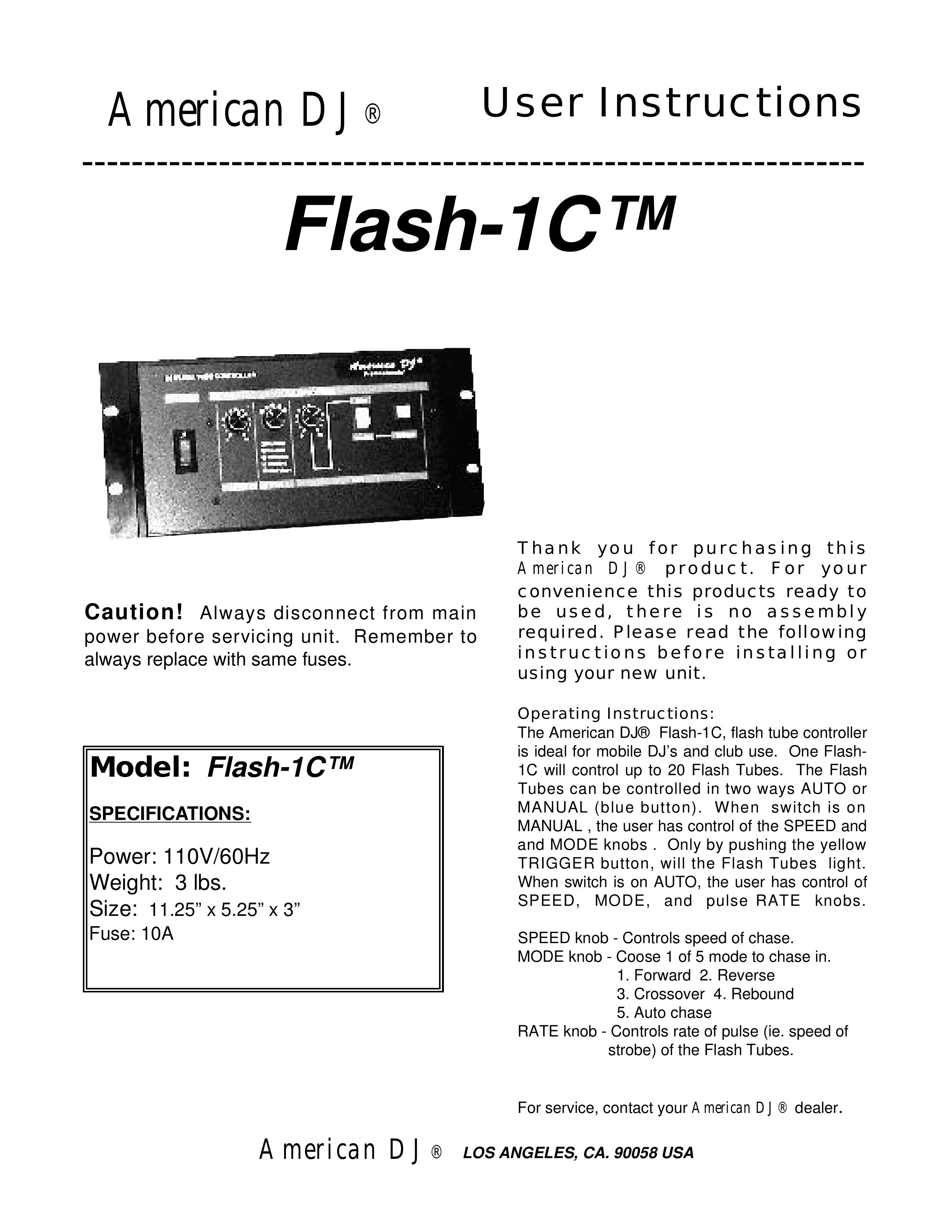 American DJ Flash-1CTM DJ Equipment User Manual (Page 1)
