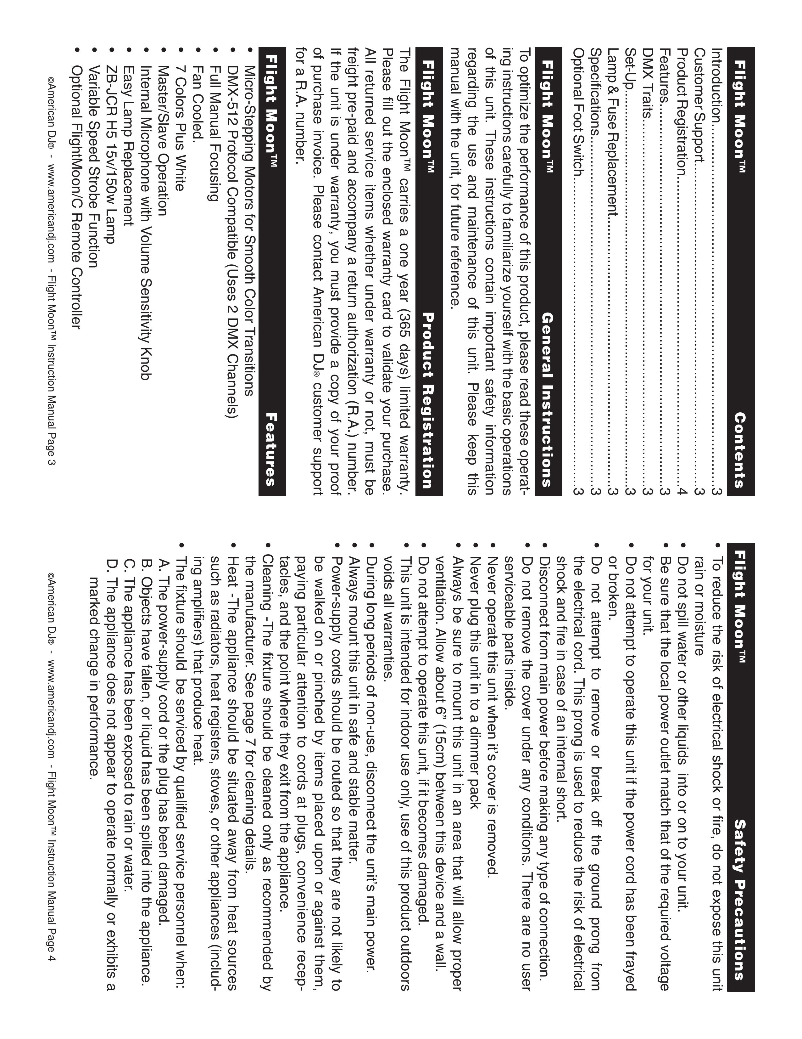 American DJ Flight-Moon DJ Equipment User Manual (Page 2)