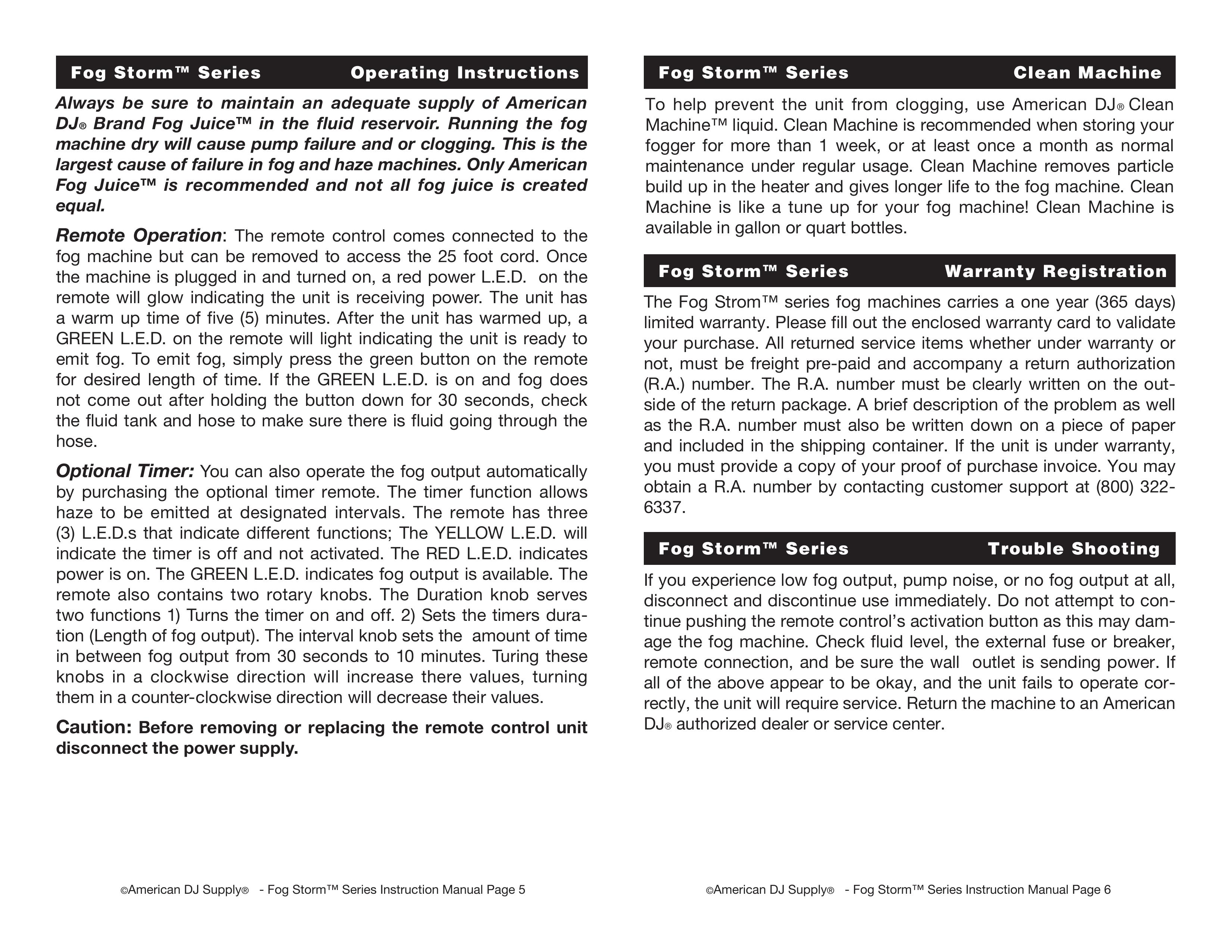 American DJ Fog Storm Series DJ Equipment User Manual (Page 3)
