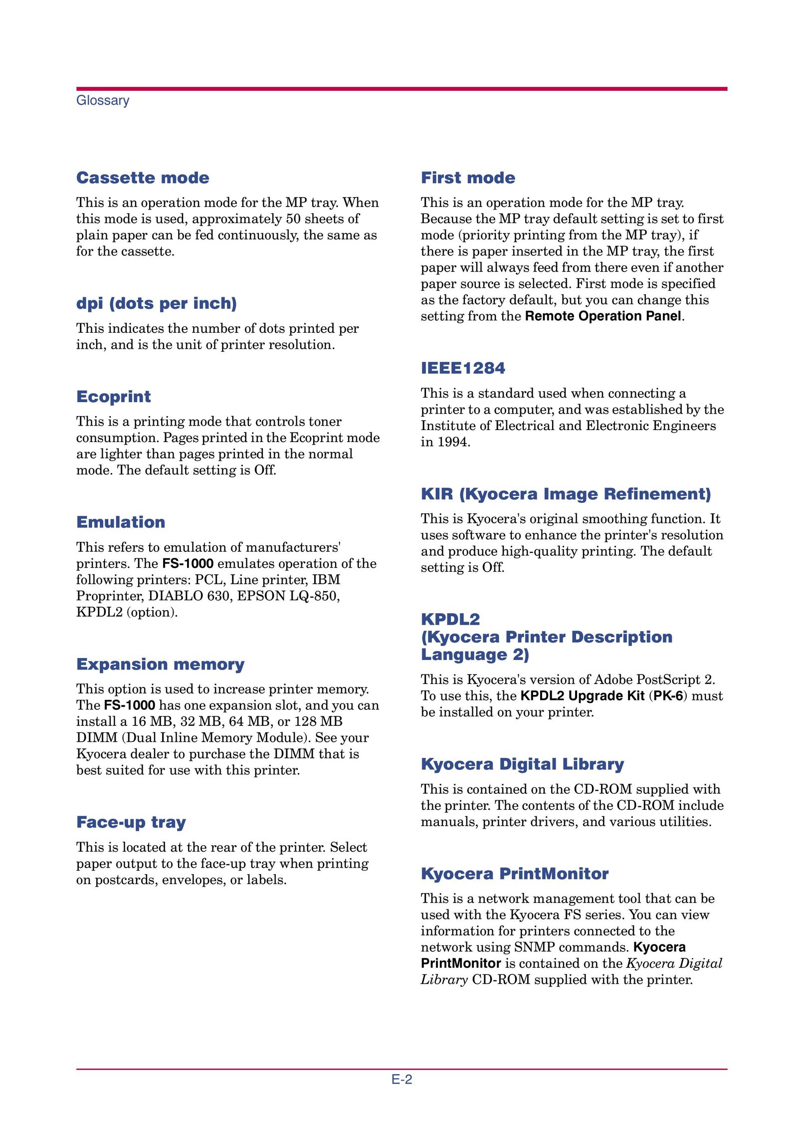 Kyocera FS-1000 Printer User Manual (Page 131)