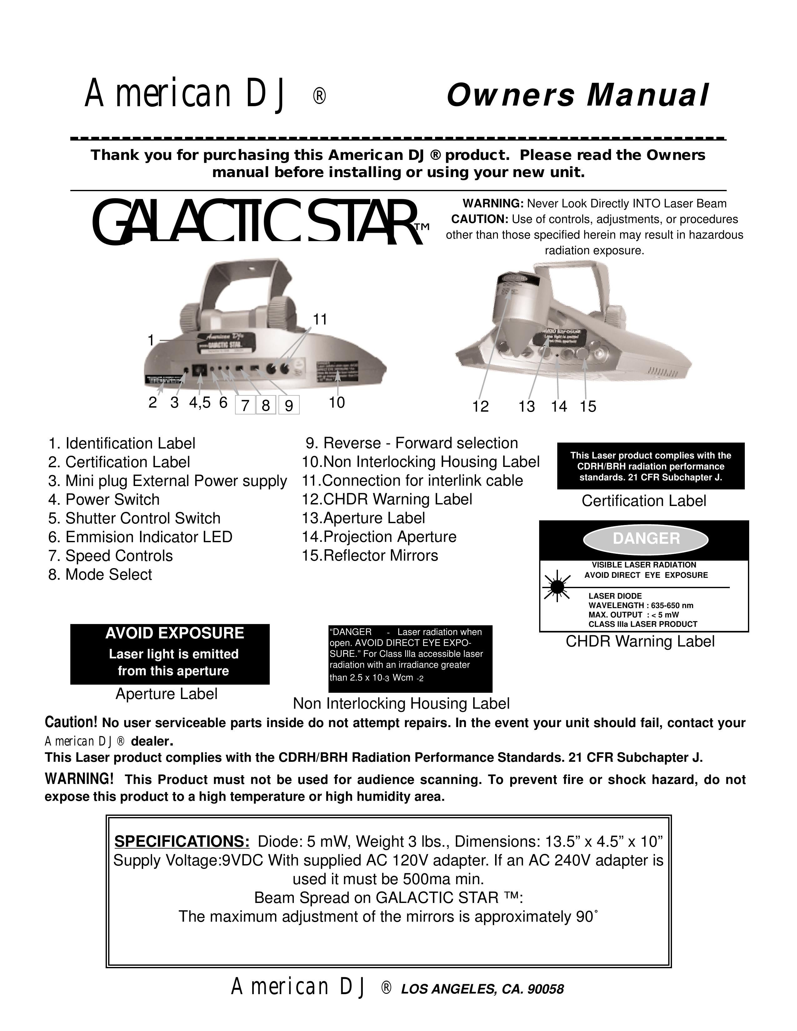 American DJ Galactic Star DJ Equipment User Manual (Page 1)