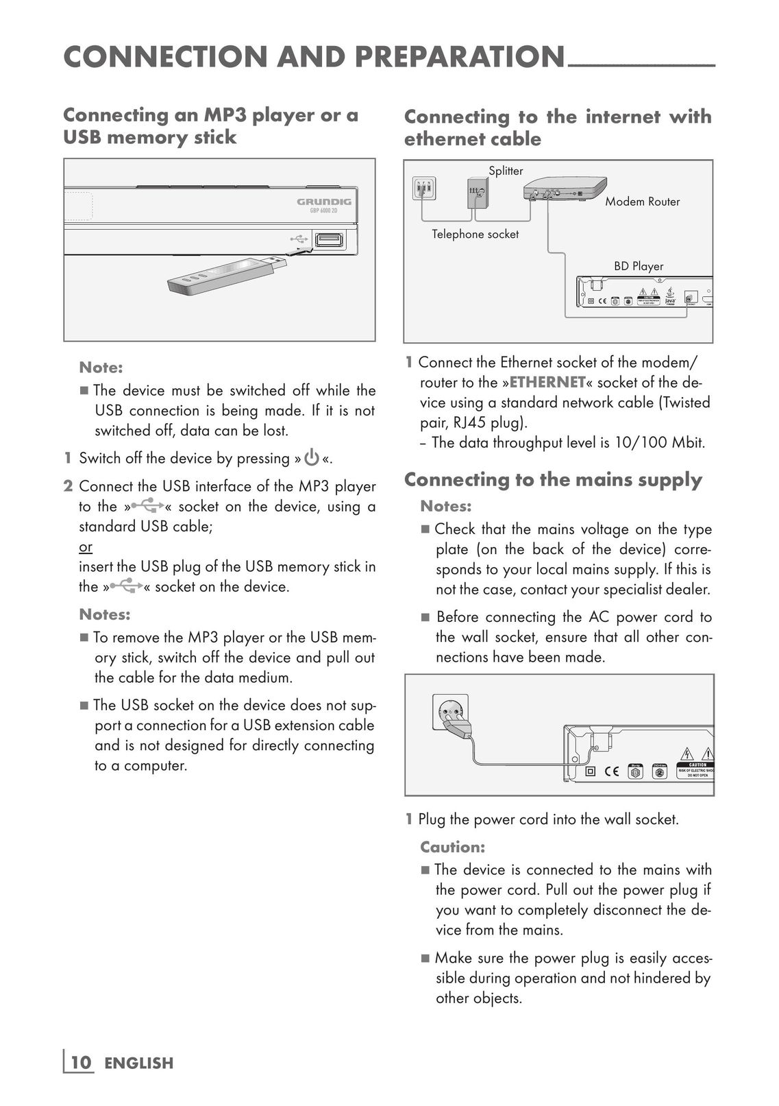 Grundig GBP 6000 2D Blu-ray Player User Manual (Page 10)
