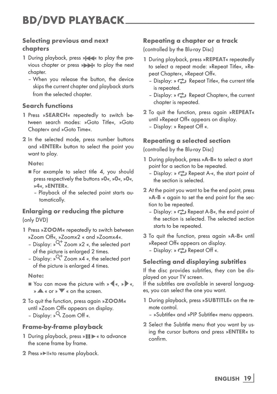 Grundig GBP 6000 2D Blu-ray Player User Manual (Page 19)