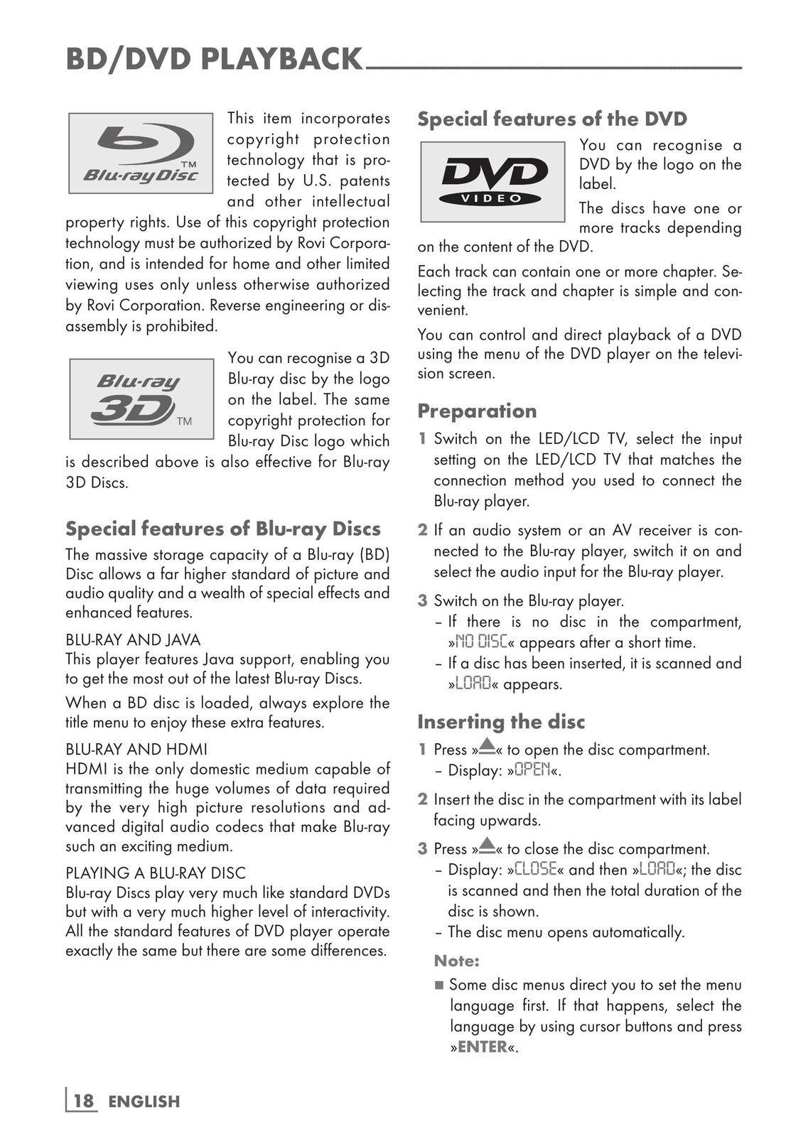 Grundig GBP 7000 3D Blu-ray Player User Manual (Page 18)