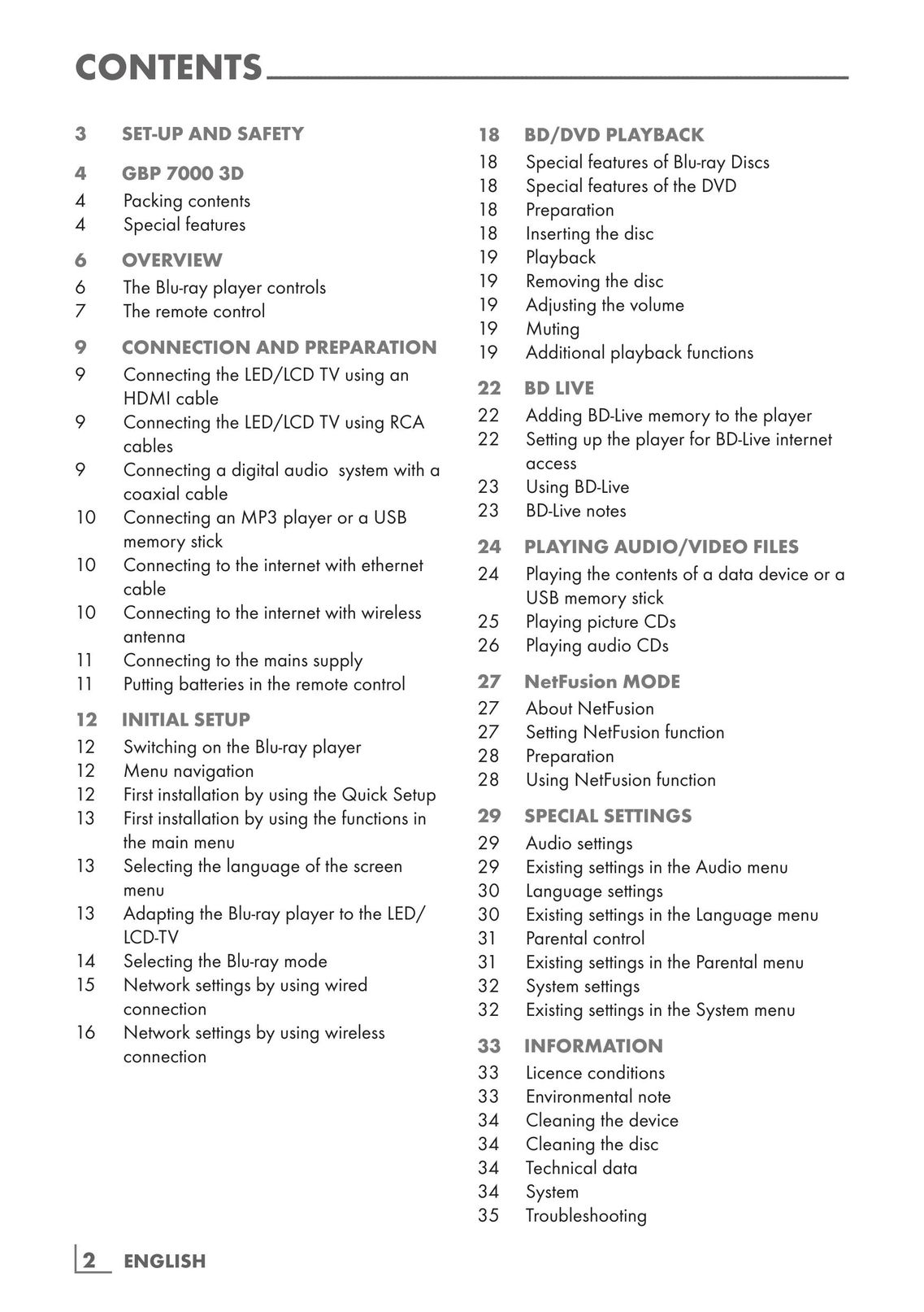 Grundig GBP 7000 3D Blu-ray Player User Manual (Page 2)