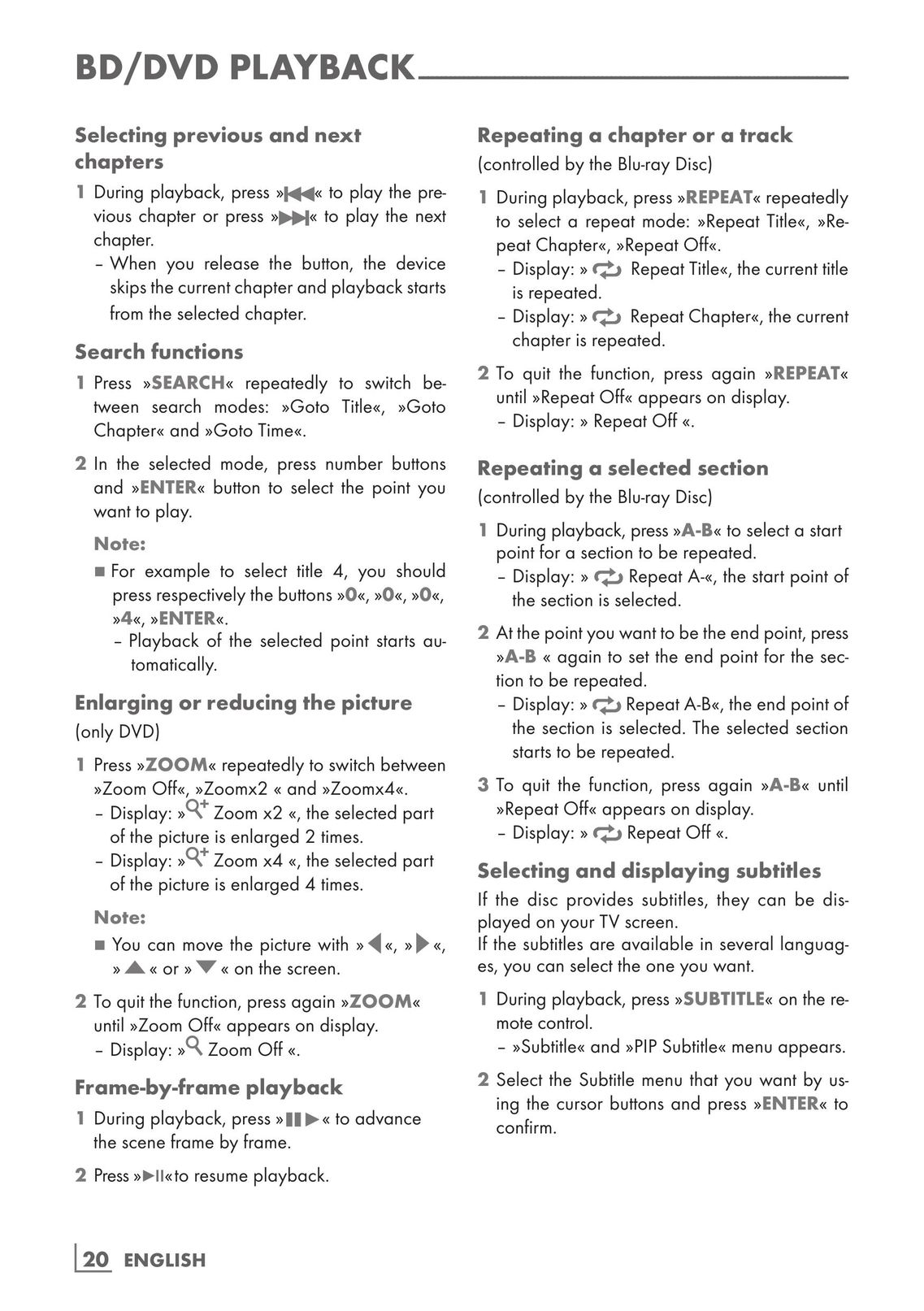 Grundig GBP 7000 3D Blu-ray Player User Manual (Page 20)