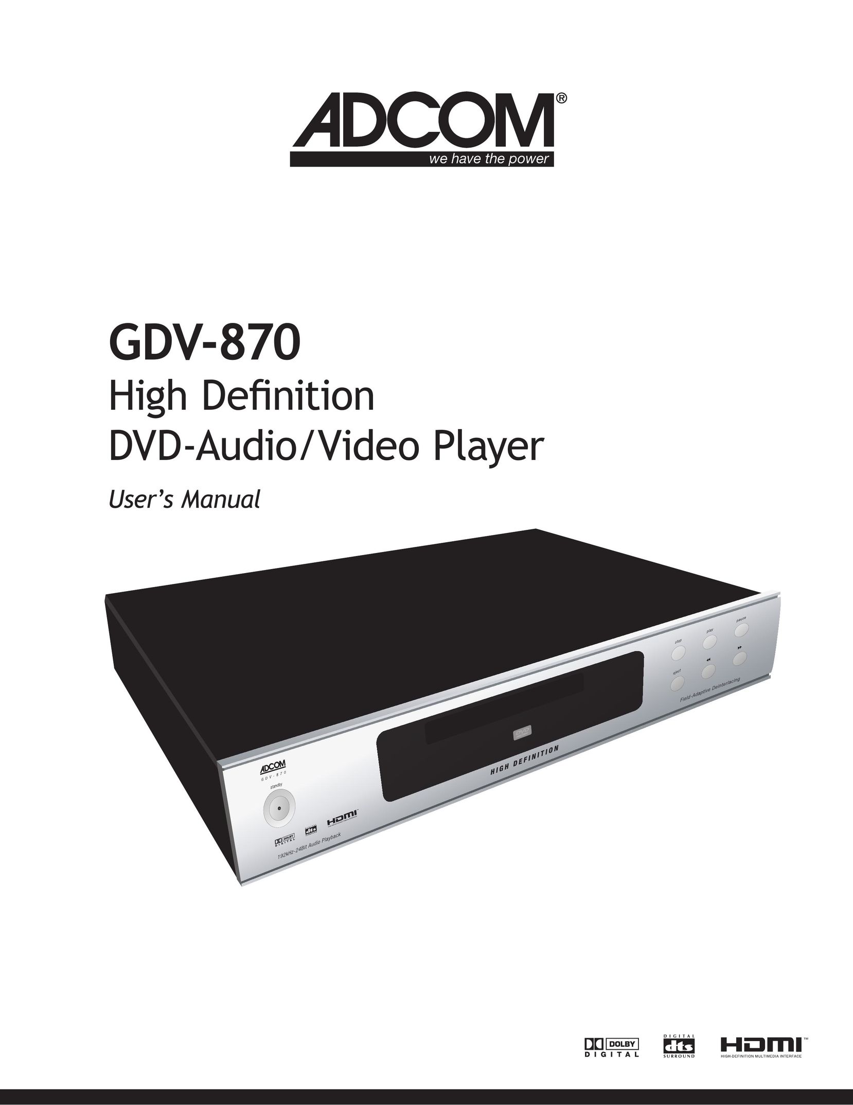 Adcom GDV-870 DVD Player User Manual (Page 1)