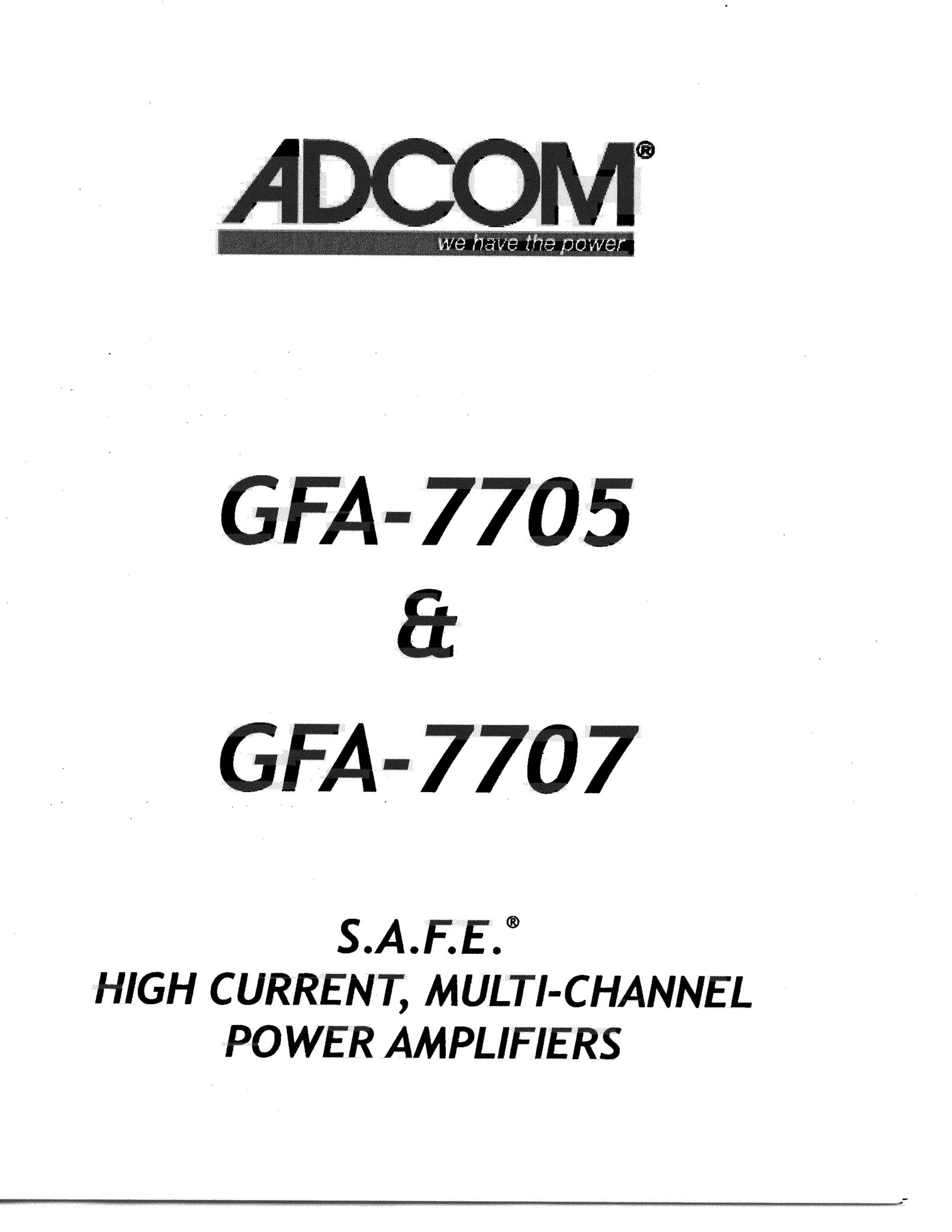 Adcom GFA-7705 Stereo Amplifier User Manual (Page 1)