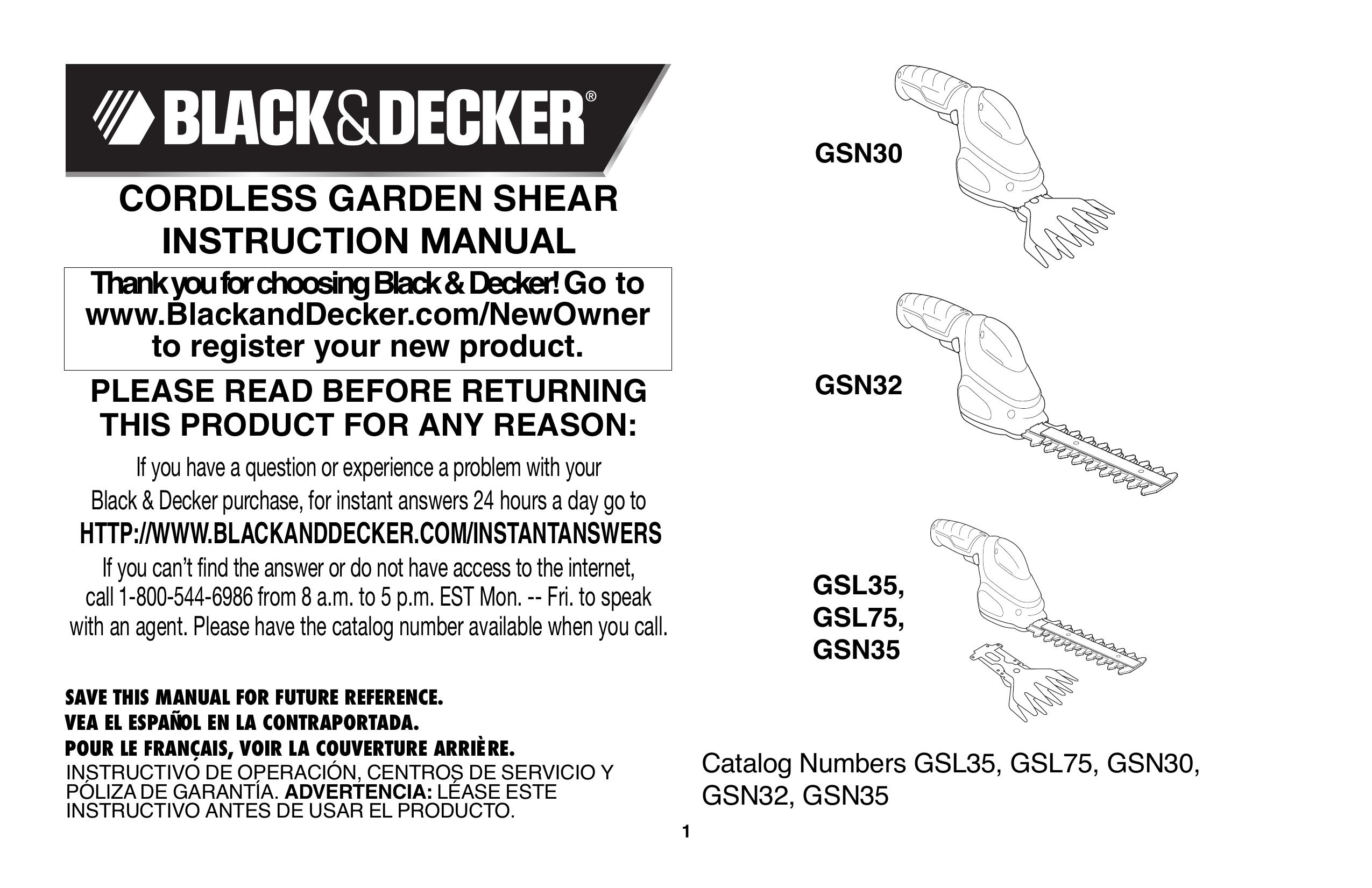Black & Decker GSL35 Brush Cutter User Manual (Page 1)