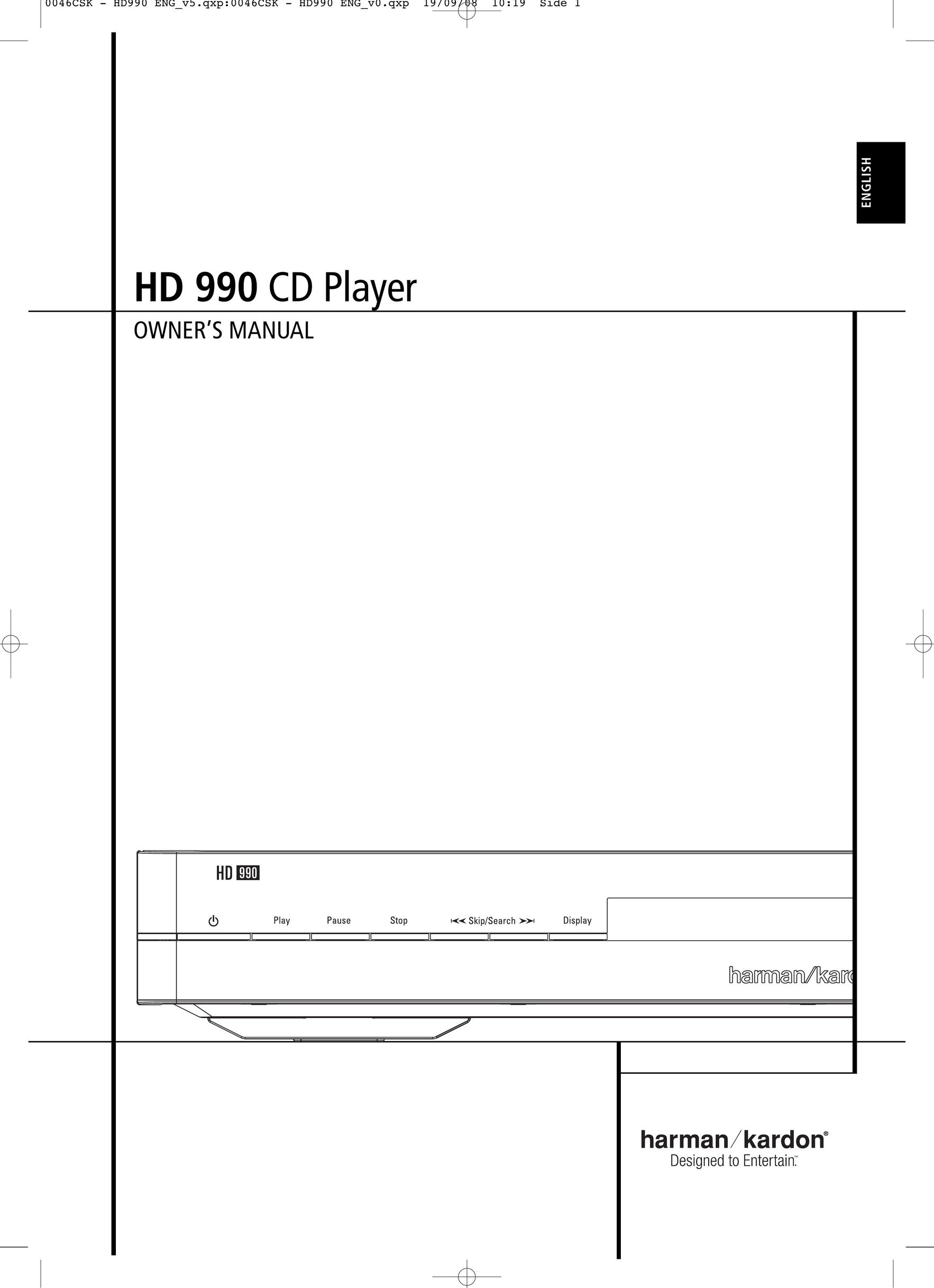 Harman-Kardon HD 990 CD Player User Manual (Page 1)