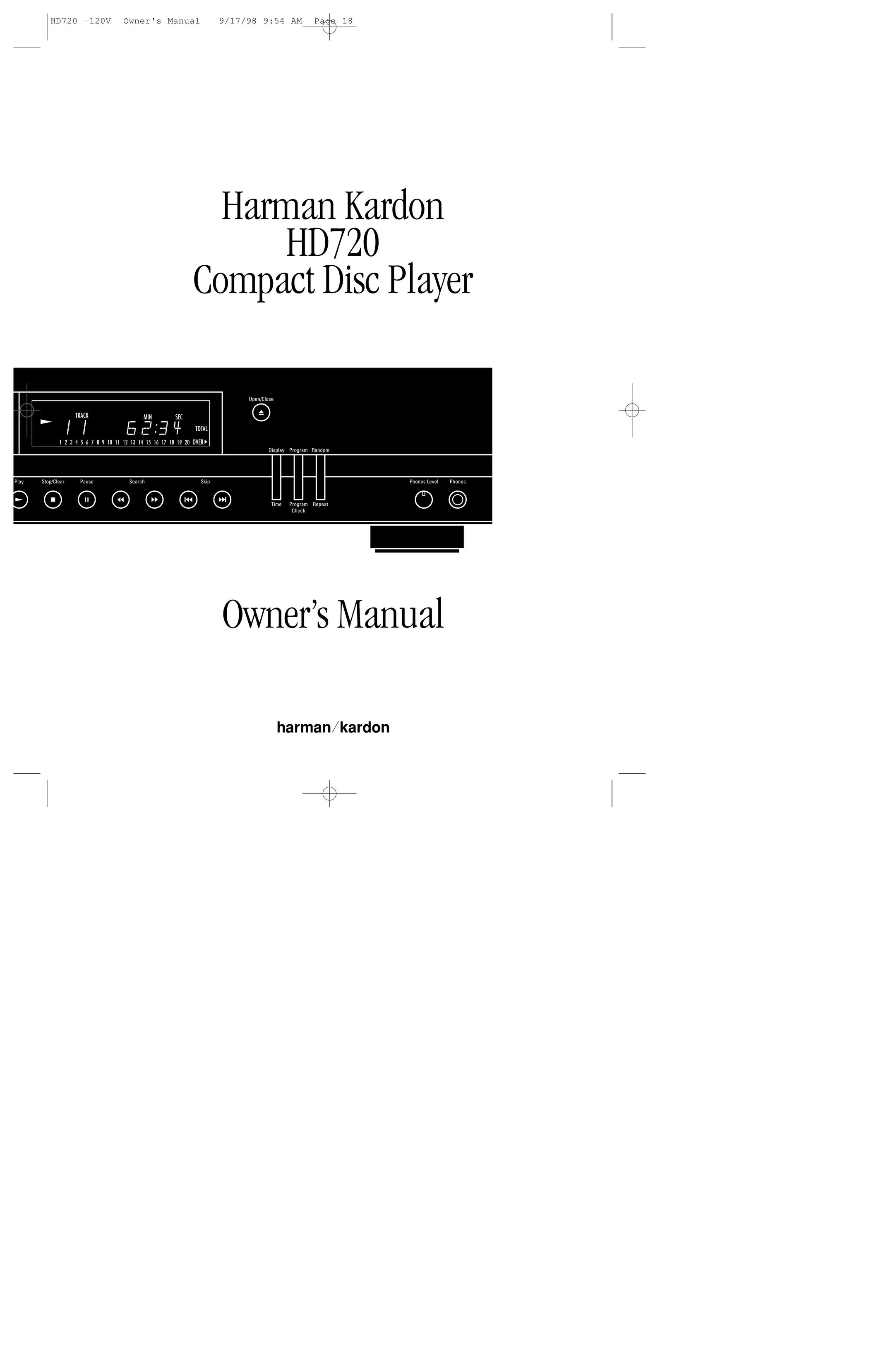 Harman-Kardon HD720 CD Player User Manual (Page 1)