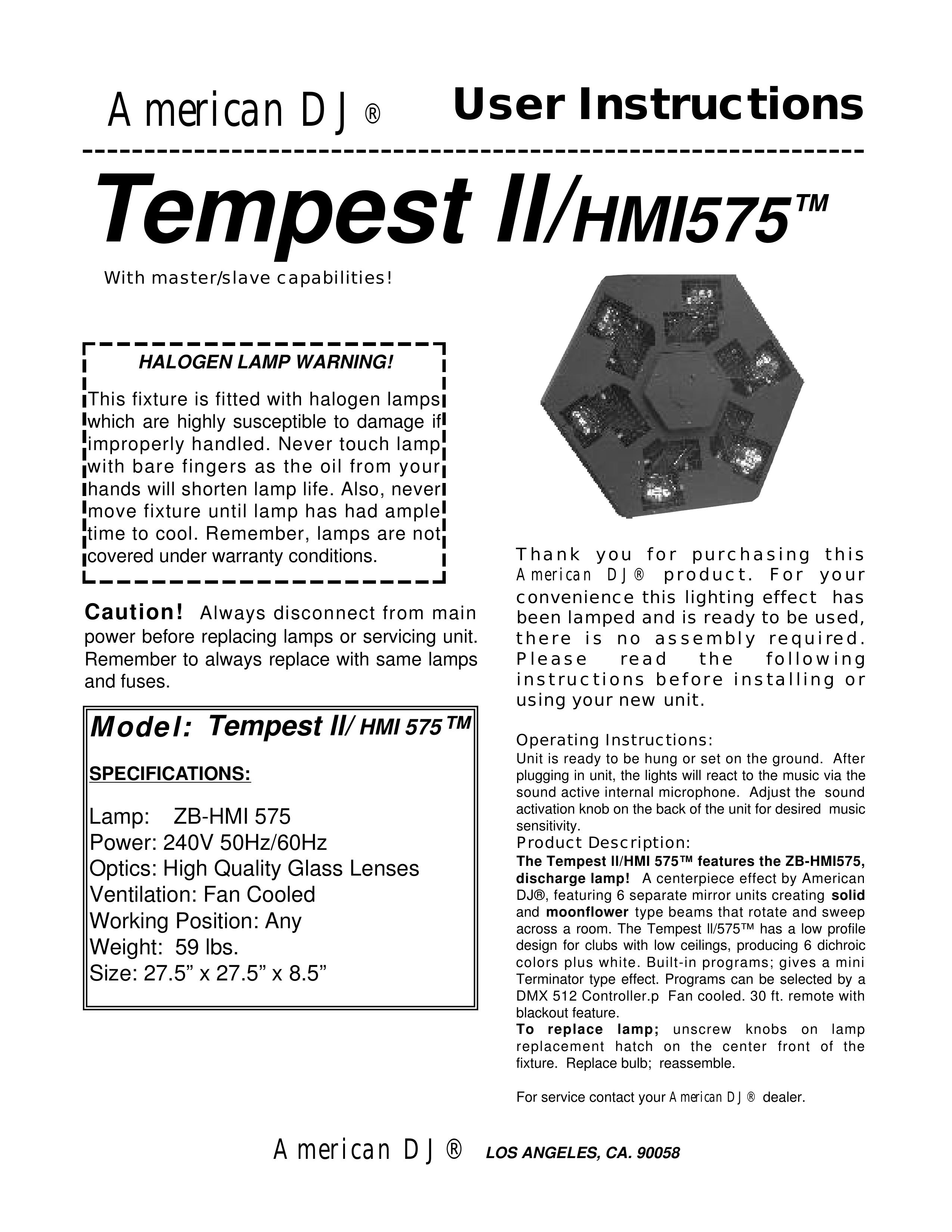 American DJ HMI 575TM DJ Equipment User Manual (Page 1)