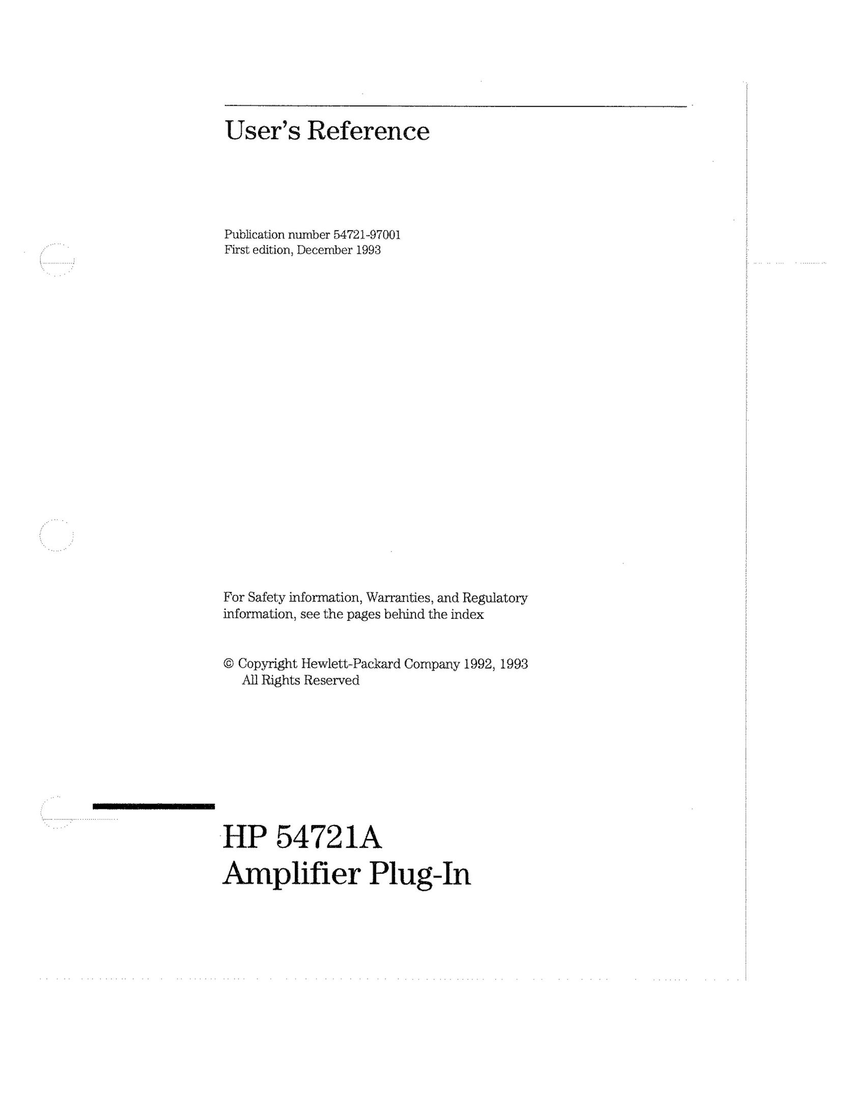 HP (Hewlett-Packard) HP54721A Car Amplifier User Manual (Page 1)