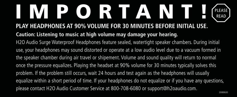 H2O Audio IE1-LH Headphones User Manual (Page 1)