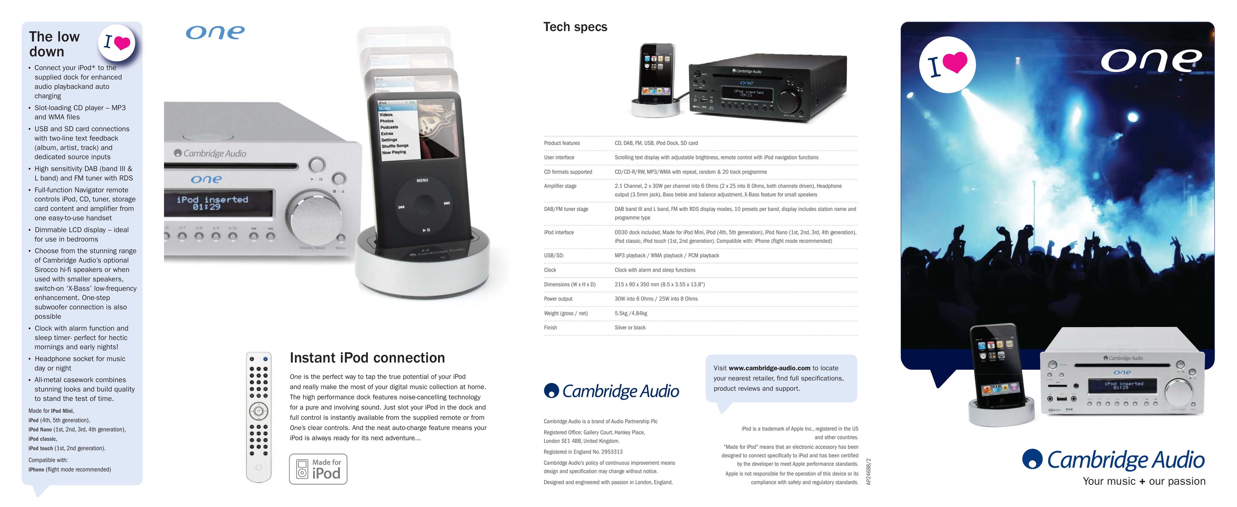 Cambridge Audio iPod Docking System MP3 Docking Station User Manual (Page 1)