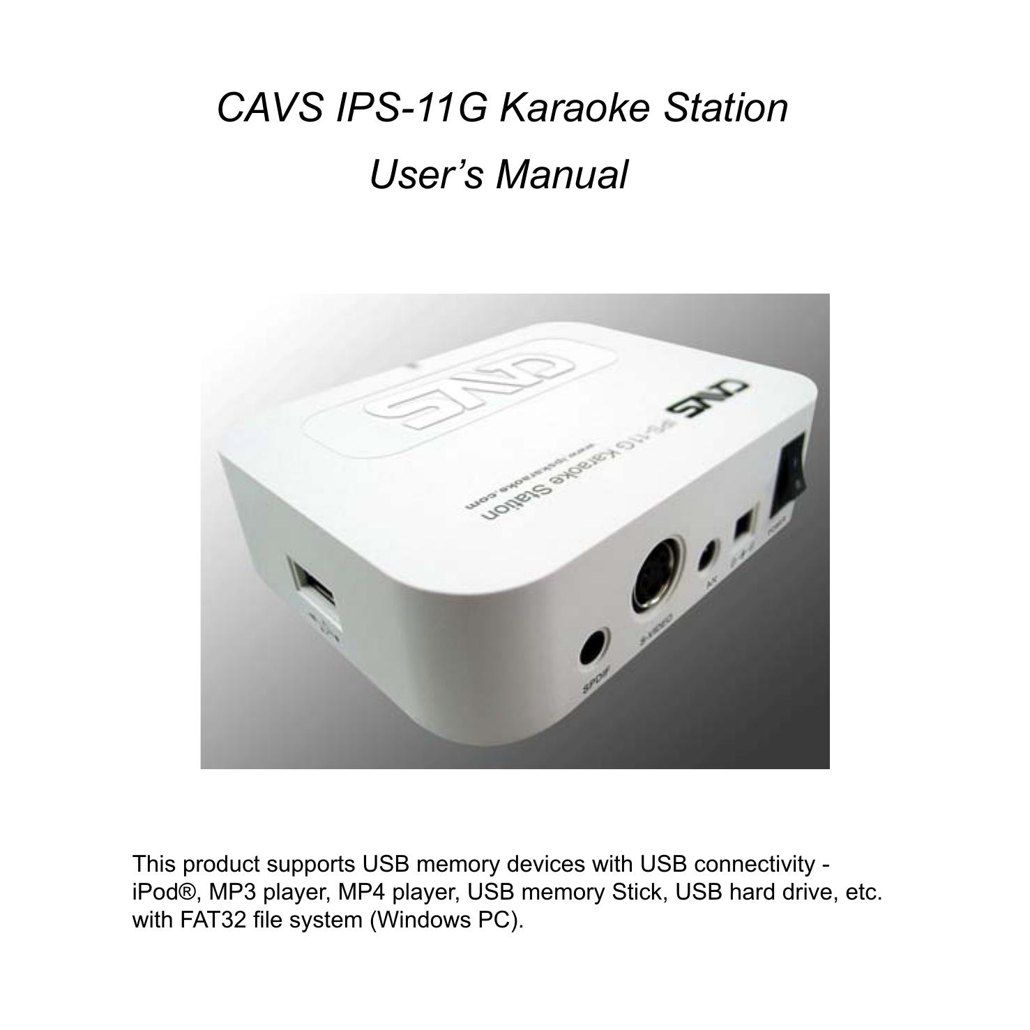 CAVS IPS-11G Karaoke Machine User Manual (Page 1)